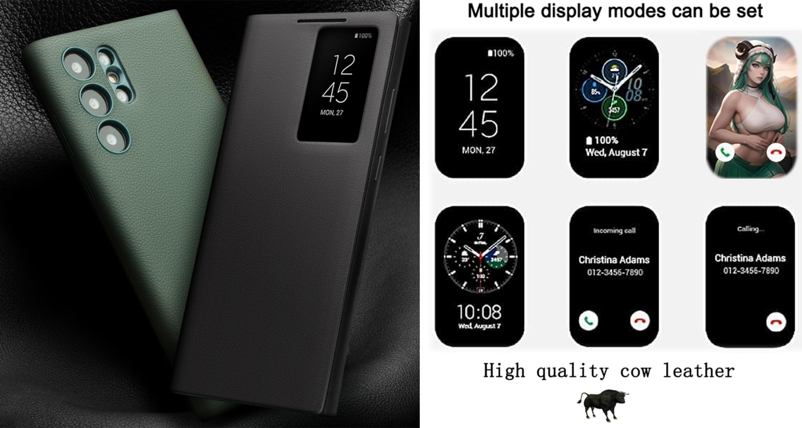 Custodia Intelligente in Pelle per Samsung Galaxy S23 Ultra. Flip/Fondina/Addormentato/Riattiva/Intelligente. Cover per Galaxy S 23 Ultra
