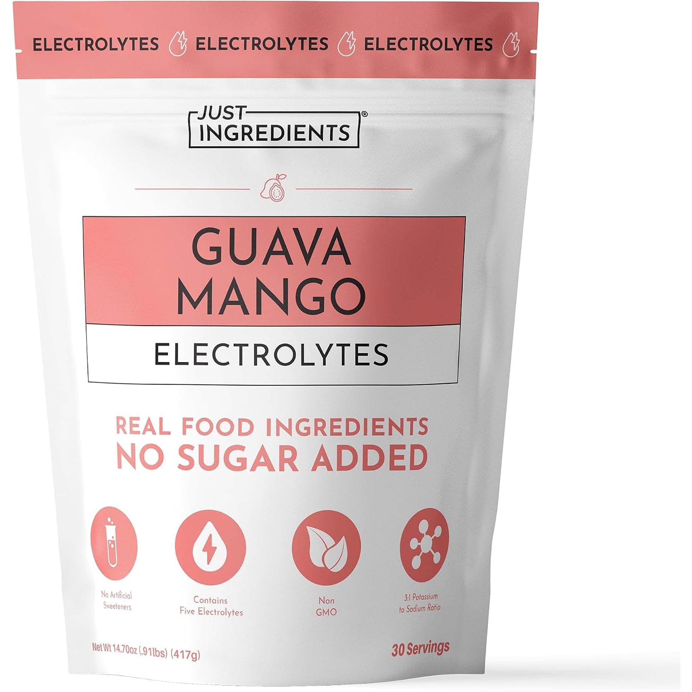 JUST INGREDIENTS Raspberry Lemonade Electrolyte - No Sugar - 30 Servings — Amazon image 15