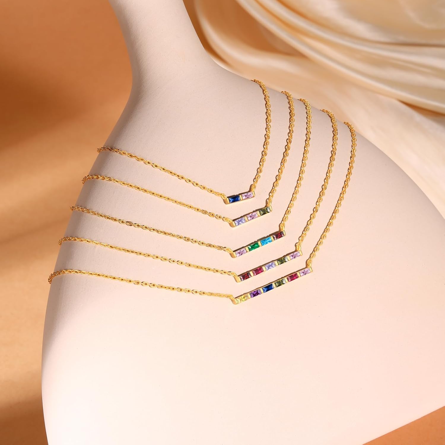 Personalized Birthstone Necklace for Women, Custom Family Necklace with Birthstones, Mother’s Day Gifts for Mom, Wife, Grandma, Birthday Jewelry Gift - Image 3