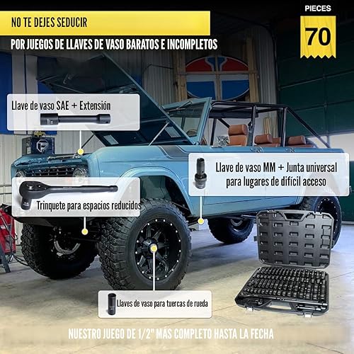 Miniatura 2 de TIGHTSPOT Juego maestro de llaves de impacto de 12 pulgadas 70 piezas nuestro juego más completo de la historia con SAE y métrica de 516 pulgadas a
