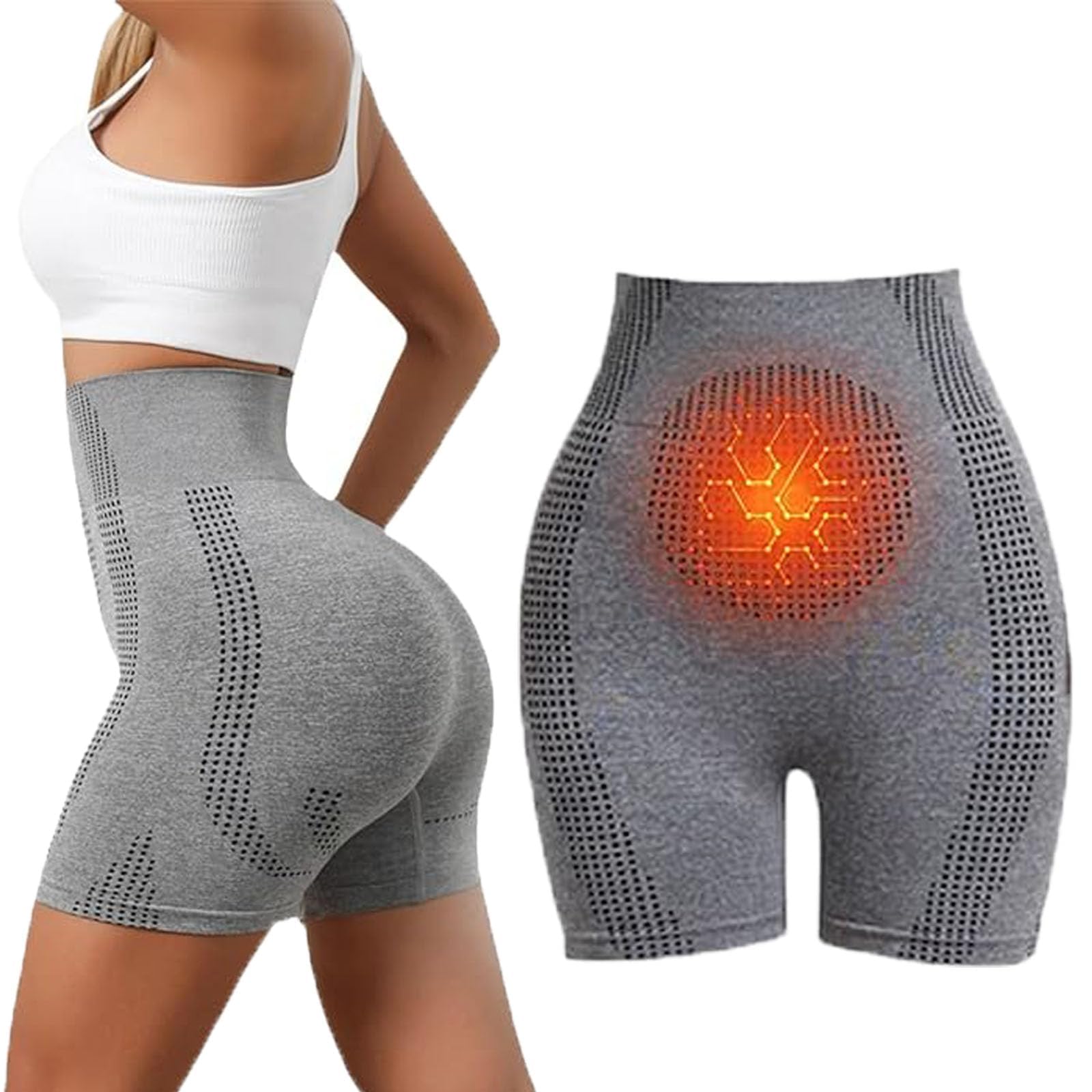Shaping Shorts Ionic High-Waisted Body Shaper with Ice Silk Ion Fiber Micro-Vibration Massage Tummy Control and Thigh Slimming Shorts for Women, XL