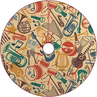 Musical Instruments Drum Guitar Christmas Tree Skirt for Holiday Party Decorations 48