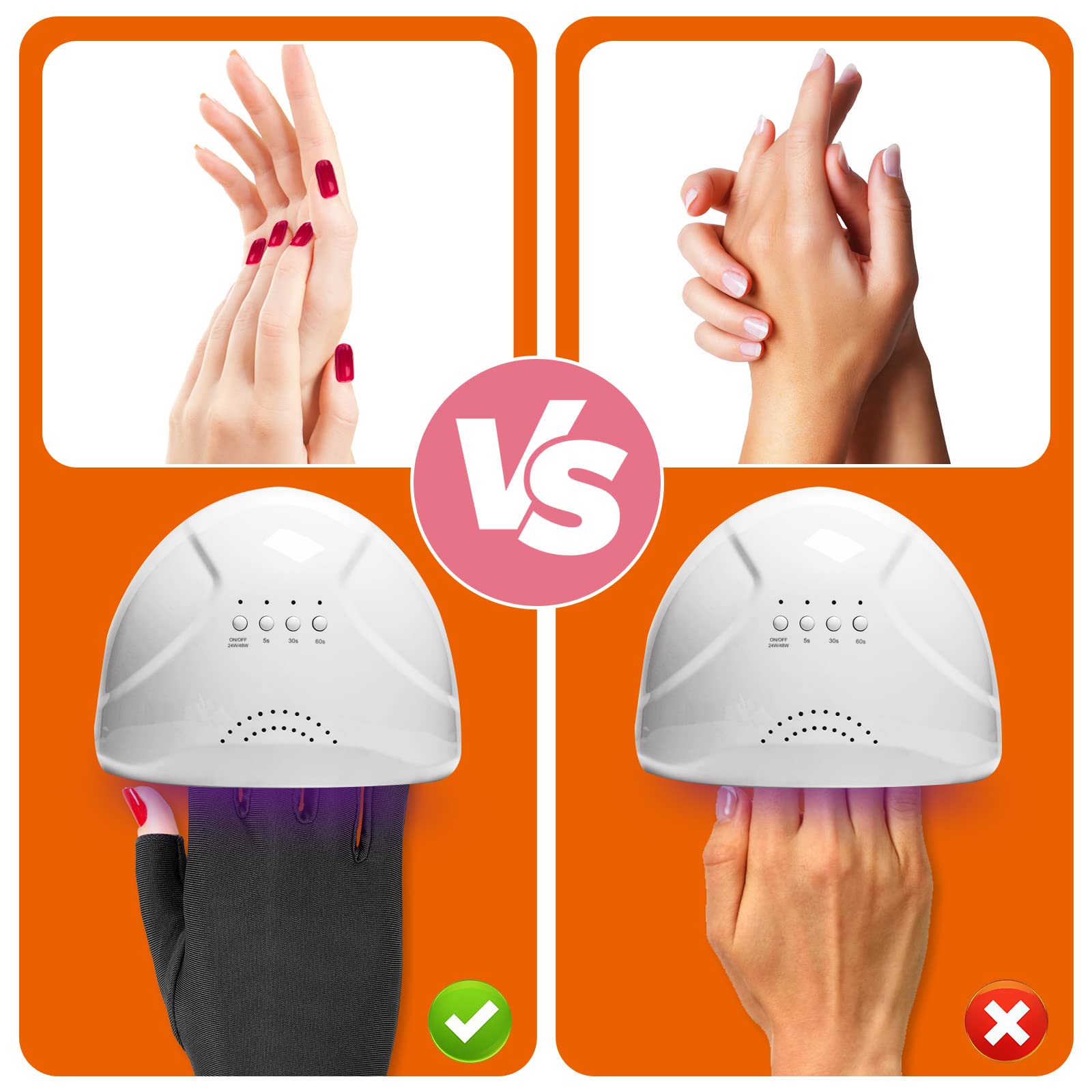Sibba 1 para rękawic UV do paznokci lampa artystyczna ochrona światła LED Flash żelowy lakier do manicure pielęgnacja bez palców nawilżający ochraniacz dłoni narzędzia anty-słońce kobiety