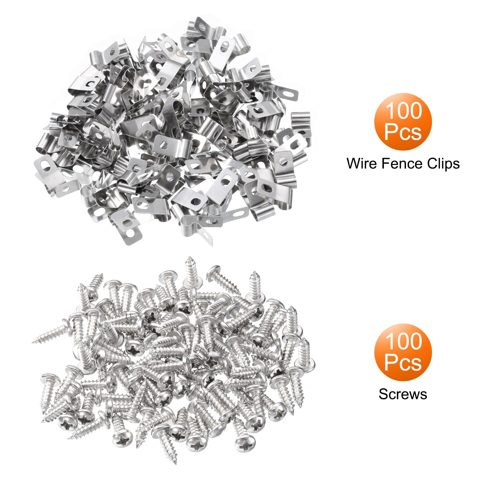 Grapas Valla Acero Inoxidable Grapas Para Cerca De Acero Inoxidable 304 -  40 Unidades Con Tornillos, Para Cable Calibre 12-16 Clips Cercas Acero, image size:1600x1600