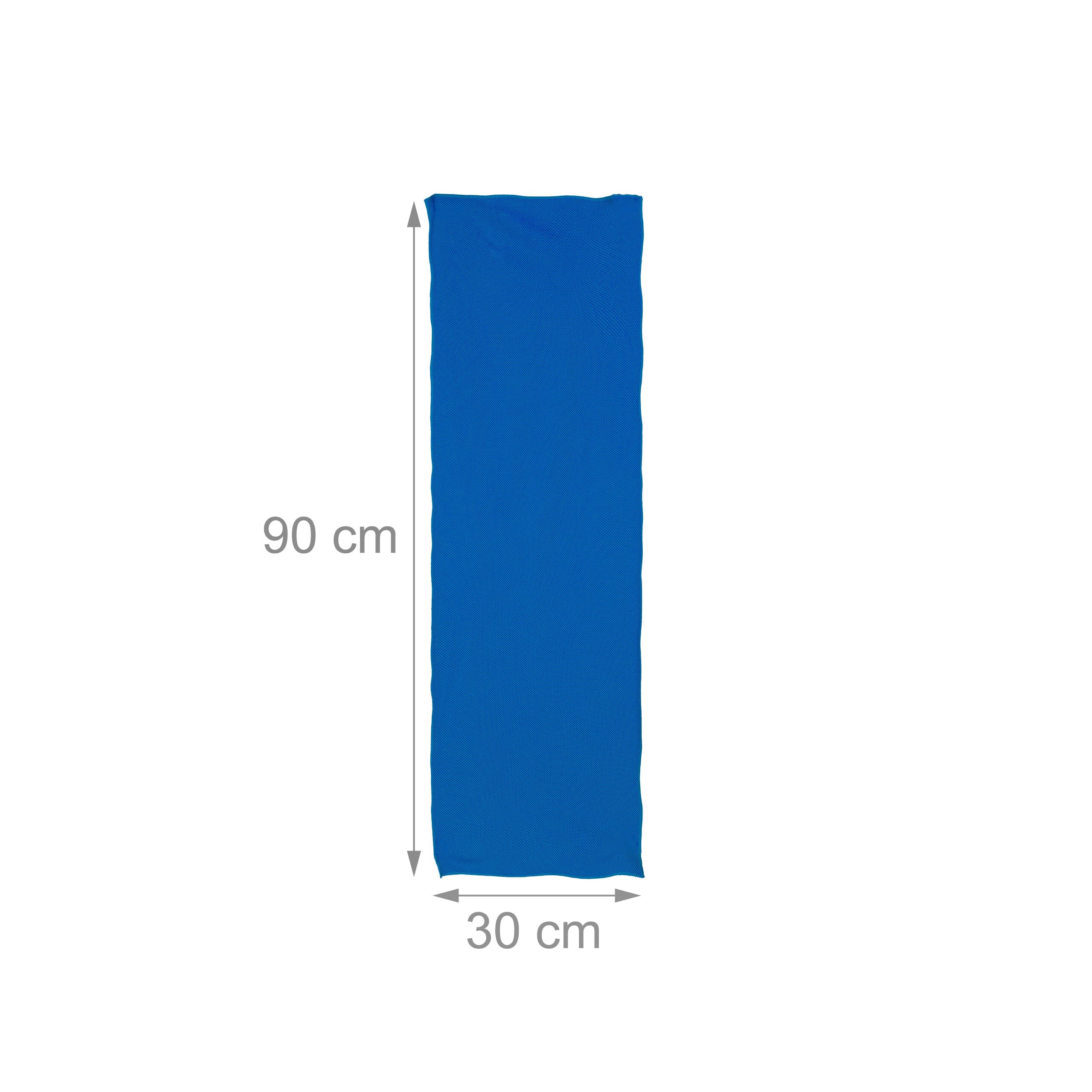 Relaxdays 20 x Kühlendes Handtuch, Mikrofaser, Kühltücher Hals, Sport & Fitness, mit Box, Kühlhandtuch Yoga, 90 x 30 cm, blau