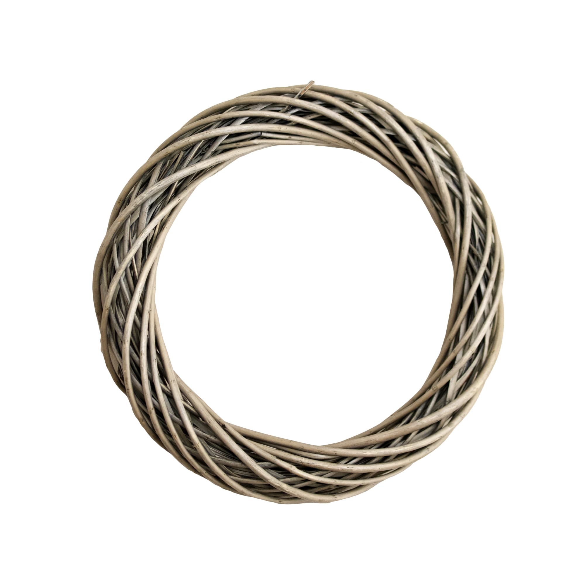 Darthome Antique Grey Willow Wreath, 40Cm Round Woven Wicker, Natural Handcrafted Wall Door Decor, Rustic Country Style