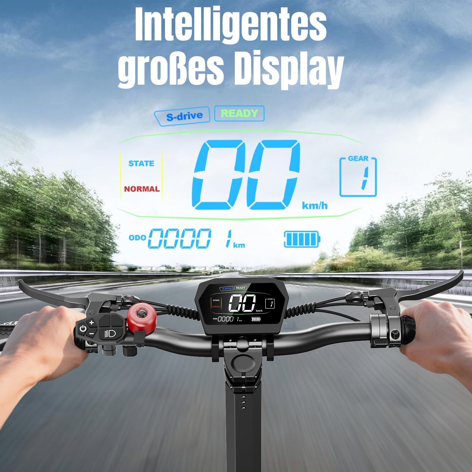 TODIMART E Scooter mit Straßenzulassungs, Reichweite bis zu 65-85 km, Maximale Belastung 150KG Offroad-Reifen 10 Zoll Faltbarer tragbarer Elektroroller-G2 ABE/X5S(Doppelmotoren)