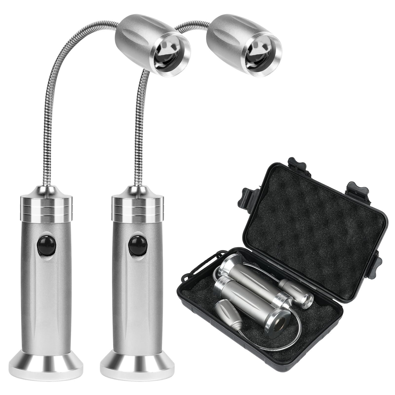 2PCS Luz de Parrilla, Luz de Parrilla Accesorios Barbacoa, LED Luz de Parrilla Magnética, con Caja de Almacenamiento, para Parrilla, Camping, Taller, Garaje（Modelo Telescópico）