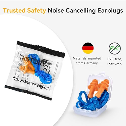 Miniatura 3 de Tapones de silicona para los oídos, 50 pares de tapones reutilizables con cable de 32 dB para protección auditiva, tapones desechables para los