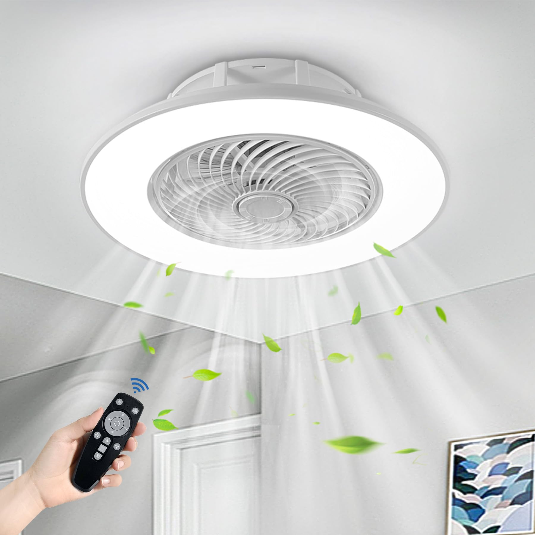 Froadp Ventilatore da Soffitto con Illuminazione e Telecomando Silenzioso Moderna Dimmerabile Nuovo Design fan Luce da Soffitto Ventilatore per Soggiorno Camera da Letto Sala da Pranzo (36W, Bianco)