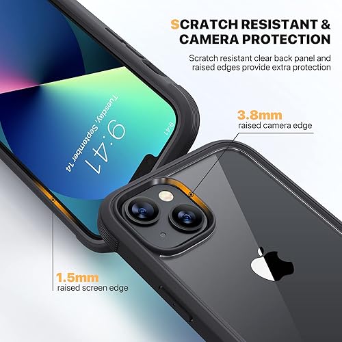 Miniatura 4 de Diaclara - Funda diseñada para iPhone 13, carcasa resistente de cuerpo completo con protector de pantalla integrado sensible al tacto, antiarañazos,