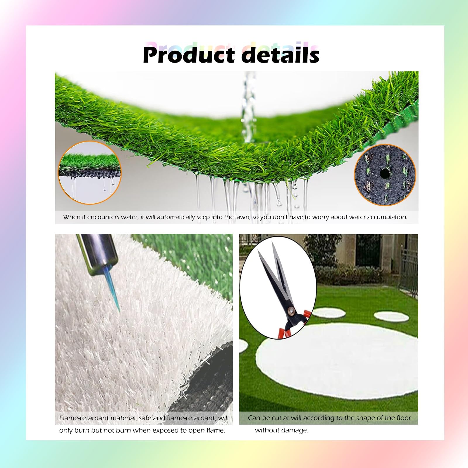 Erba Artificiale for la Decorazione 'Area degli Animali Domestici nel Patio, Balcone, Cortile(White,31x118in)