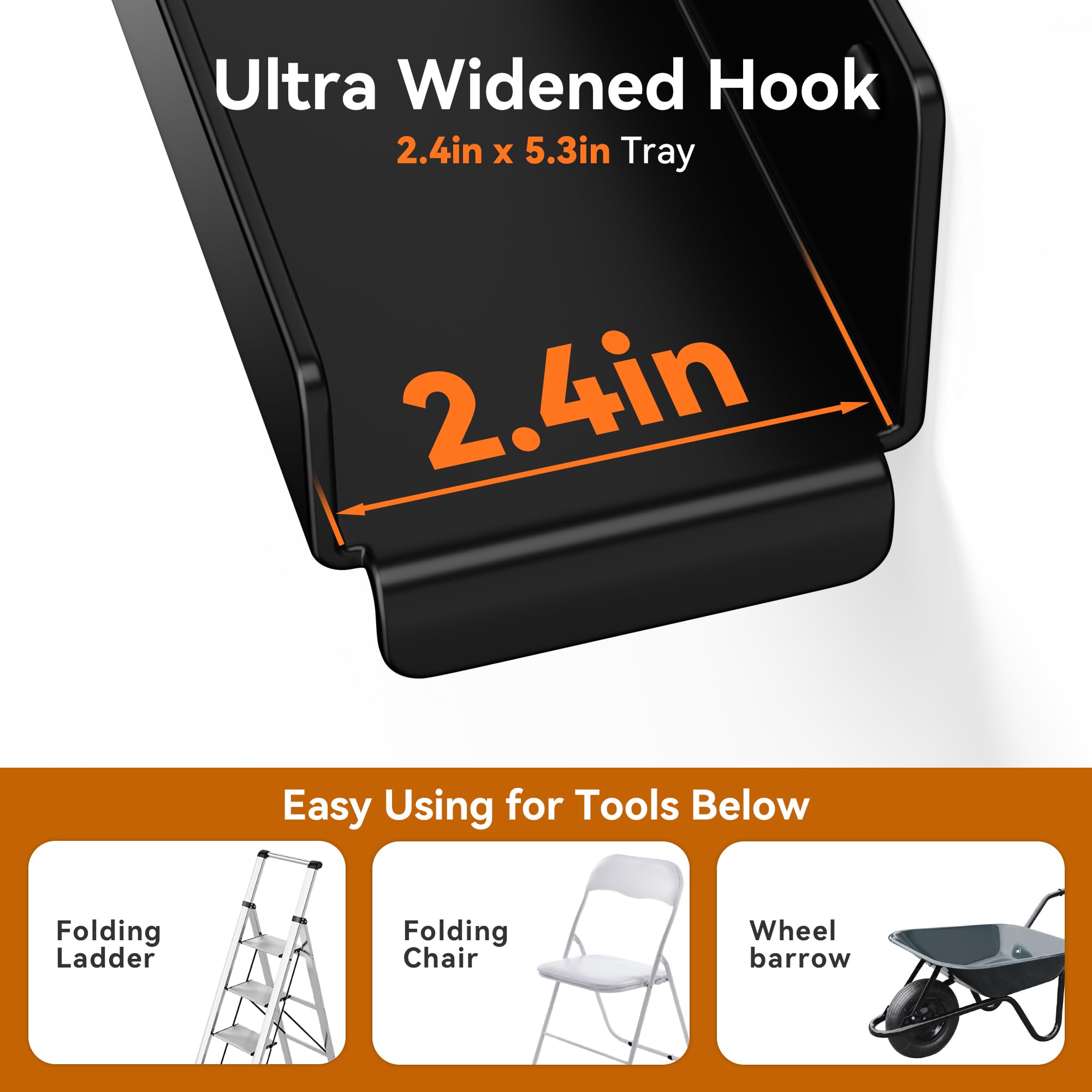 niffgaff Ladder Hooks for Garage Wall, 2 Pack Heavy Duty Wall Mount Storage Hanger for Ladders, Chairs & Patio Furniture, Fits Step & Extension Ladders, Garage Organization - 4