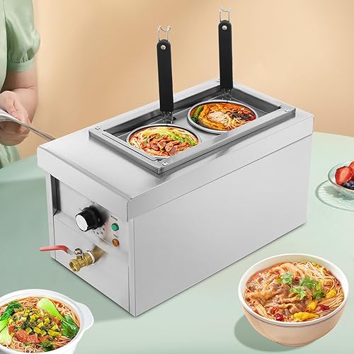 Miniatura 6 de Máquina de cocina comercial de fideos de 2 agujeros, cocina de pasta de escritorio, cocina eléctrica para pastas con 2 cestas, comercial para