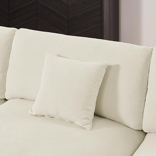 Miniatura 9 de Yoglad Moderno juego de sofá modular de gran tamaño con plumas de plumón, sofá tapizado de felpilla en forma de L con otomana y 10 almohadas para