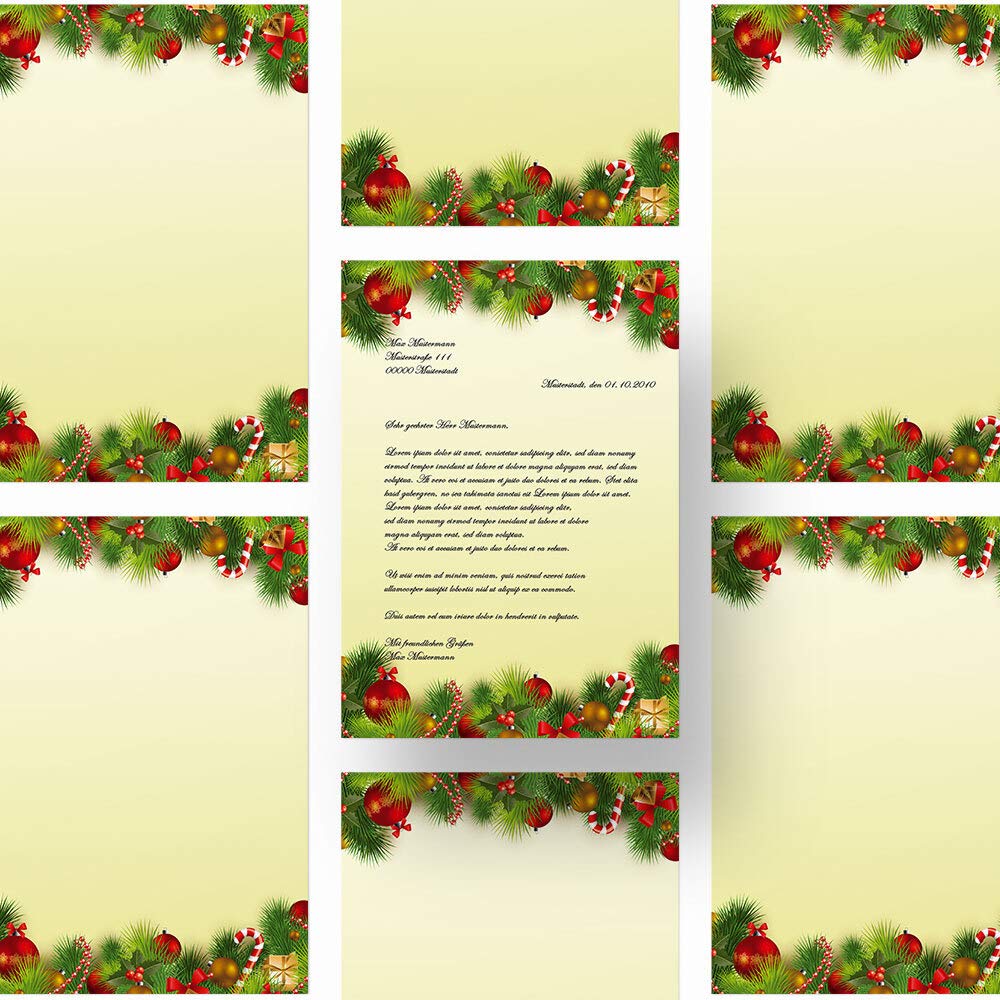 Carta da lettera decorata Natale AUGURI NATALIZI DIN A4 50 fogli