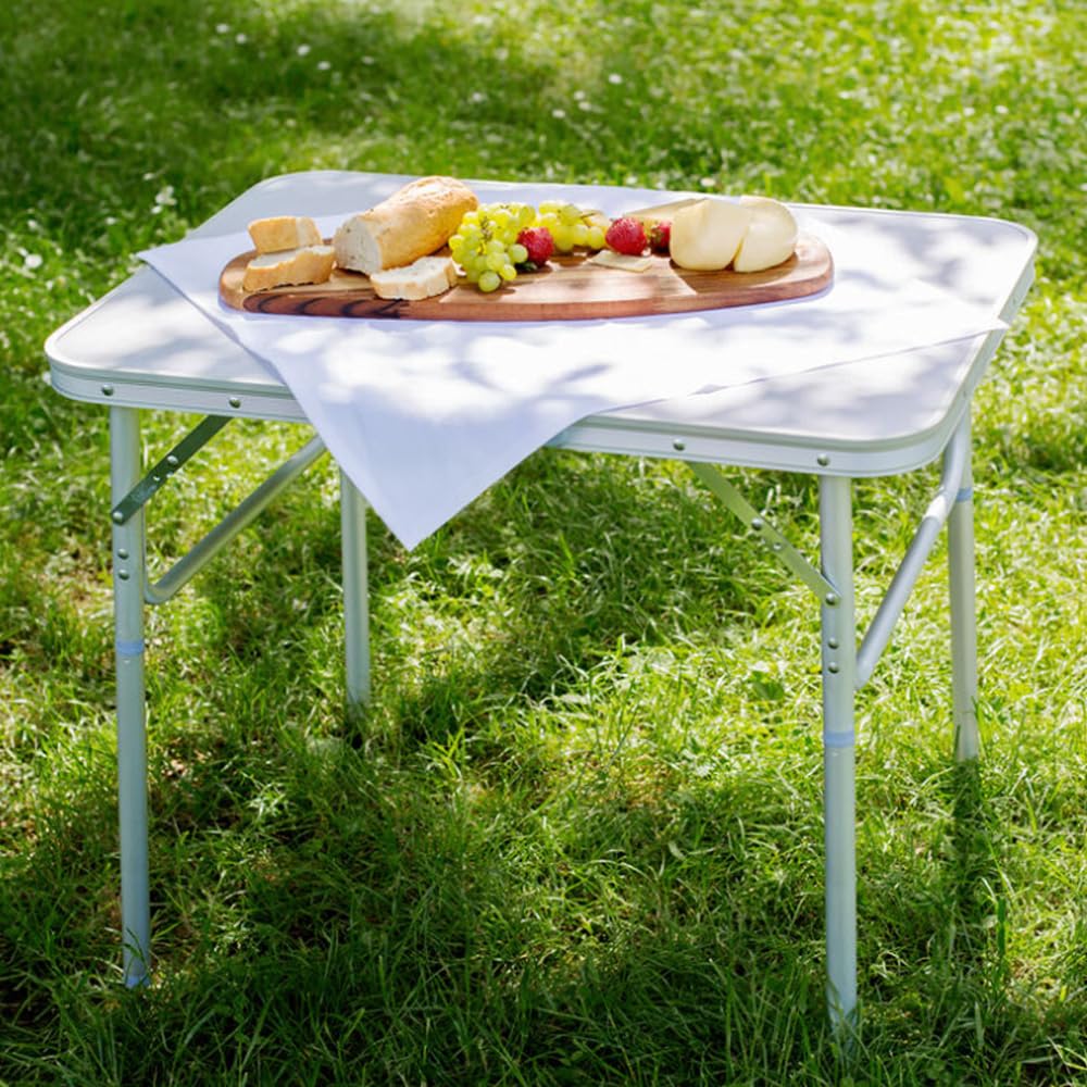 VIRSUS Tavolo Pieghevole da Picnic con Struttura in Alluminio 1208, Gambe Regolabili in 2 Altezze da 25 e 59 cm, Maniglia e Piano in Formica Resistente, Tavolino da Spiaggia (75x55x59 cm)