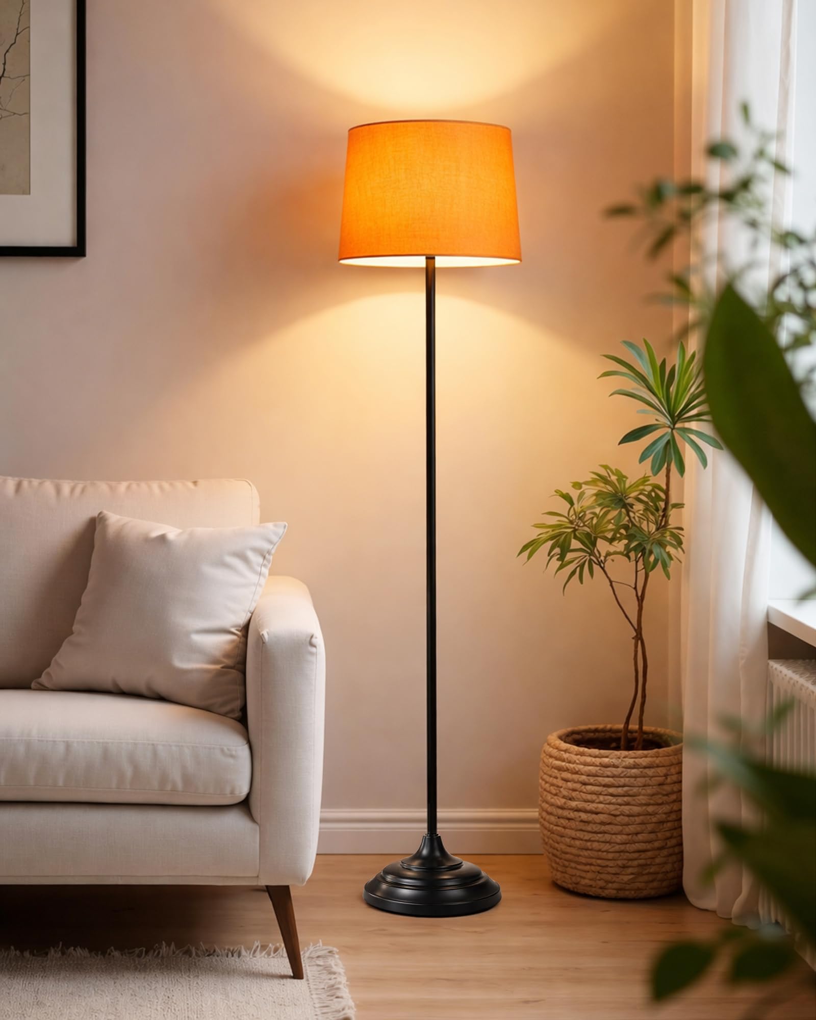 Homesake Contemporary Metal Floor Lamp with Shade (Straight, Orange)-image-18