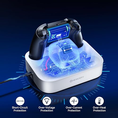 Miniatura 5 de NEWDERY Estación de carga de controlador para Xbox, paquetes de baterías recargables de 2 x 5280 mWh para controlador Xbox OneSeries XS, base de