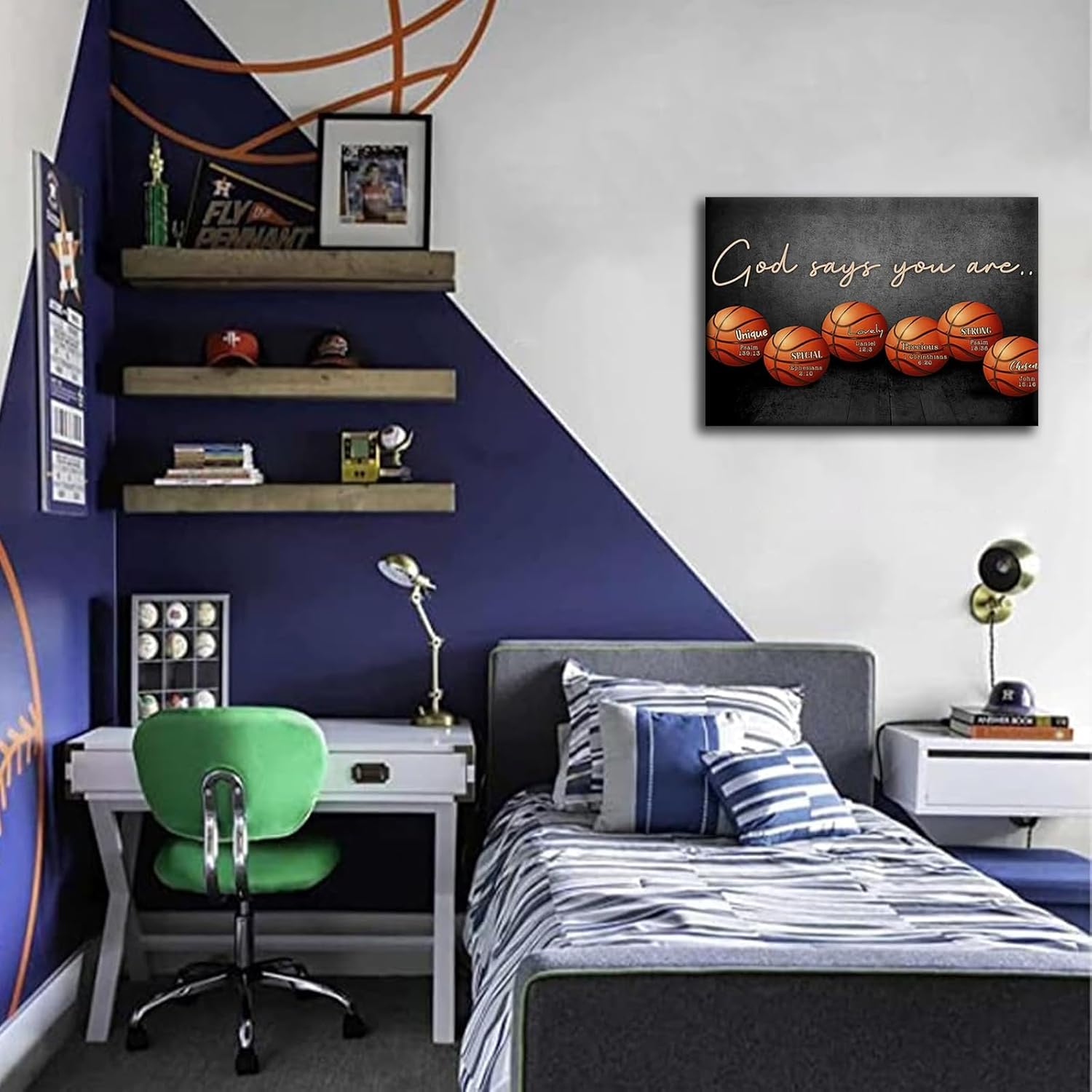 Inspirational Basketball Canvas Wall Art Basketball Teen Boys Kids Room wall Decor God Says You Are Canvas Print Painting Framed basketball posters for Dorm Gym Bedroom Office Home Decor 16x24inch