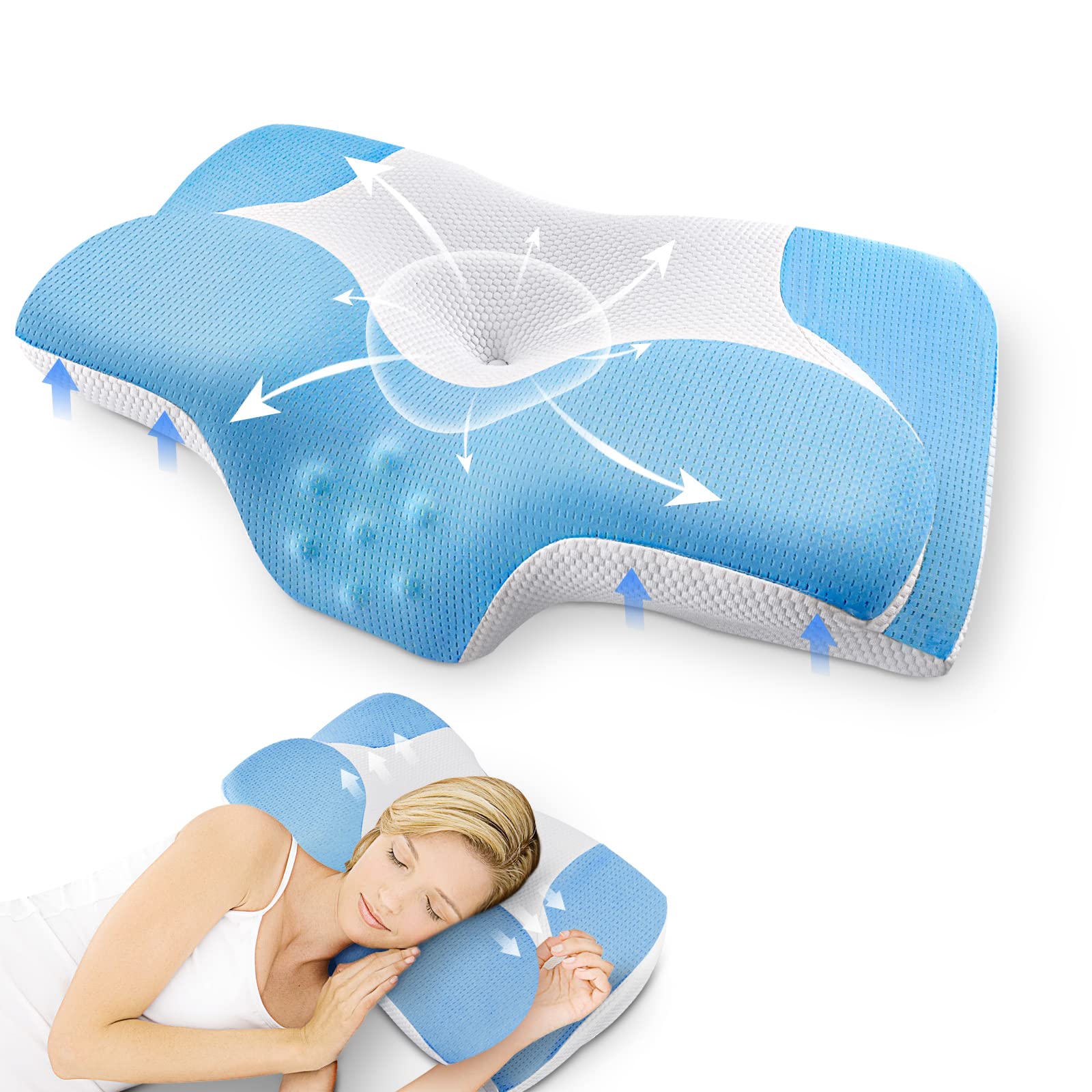 Buy waysky Cervical Pillow for Neck and Shoulder Pain Hollow Contour