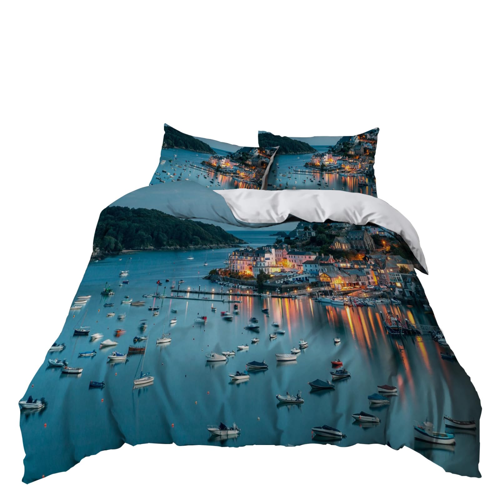 Copripiumino 200X200 Isola Parure Copripiumino Matrimoniale Stampa Copripiumino Una Piazza E Mezza Ragazza,In Microfibra, Con 2 Federa(50X75Cm)
