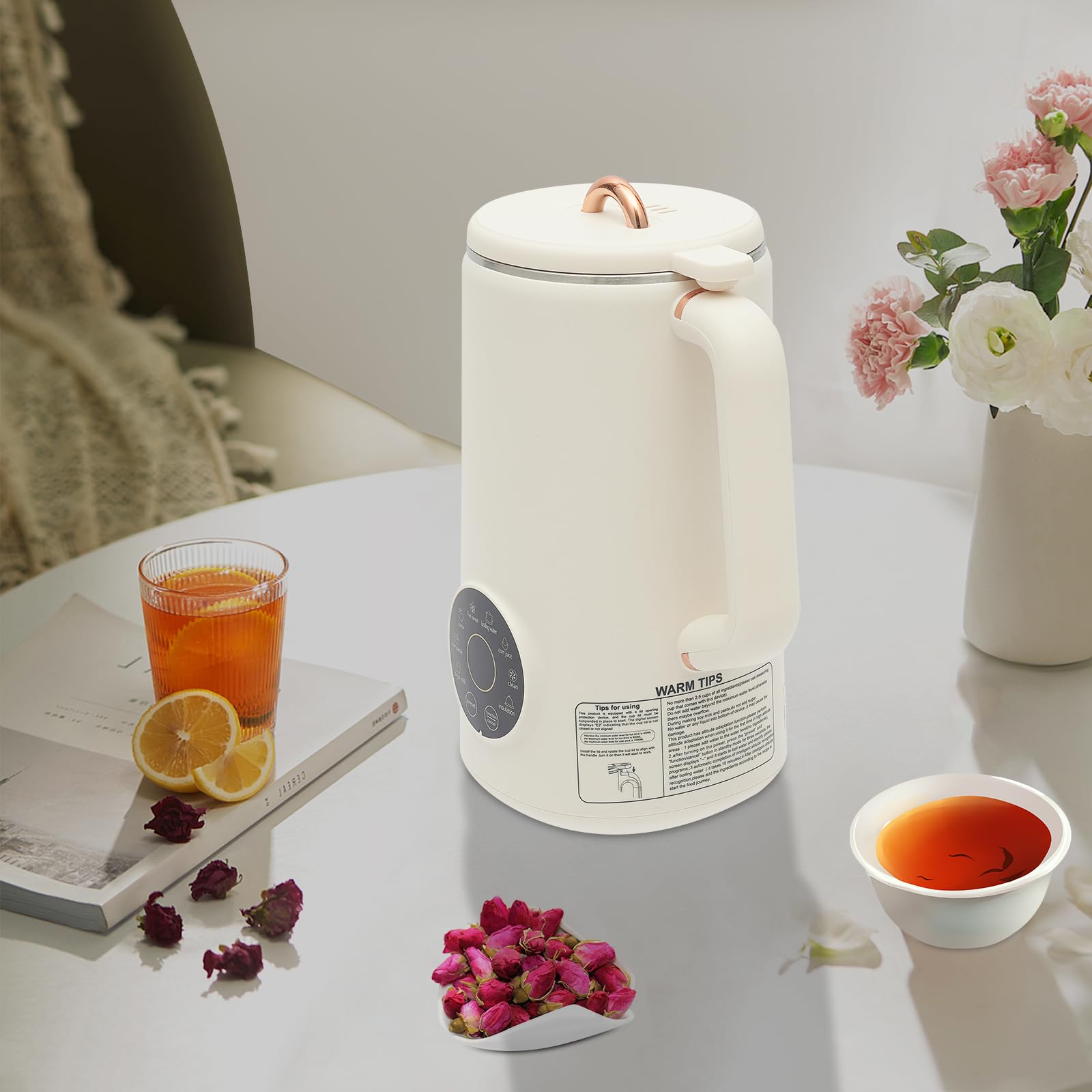 Macchina automatica per latte di soia, 1000 ml, con timer da 12 ore e autopulente, per latte d'avena, noci e frullati, contenitore interno in acciaio inox, funzione di mantenimento del calore, per 3-5