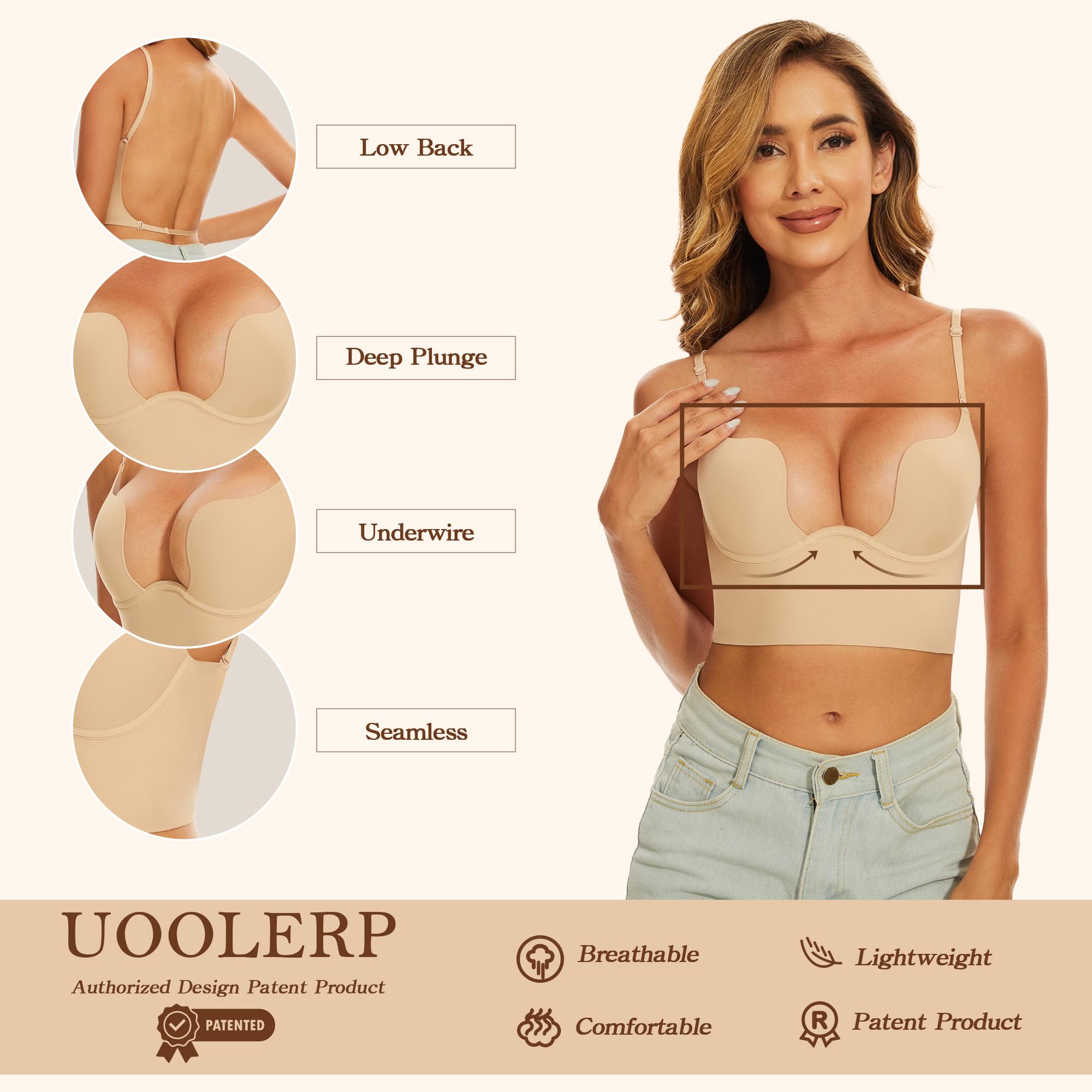Sujetadores de espalda baja para mujer, brasier invisible sin espalda, sin costuras, brasier halter convertible con tirantes delgados, sujetadores multidirección