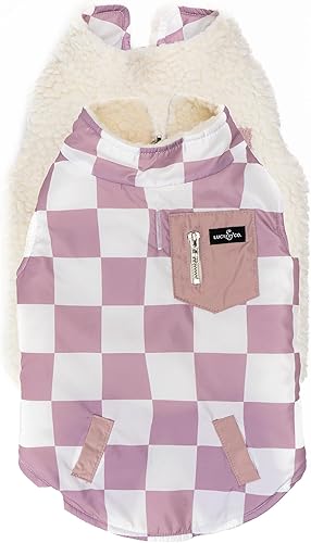 Lucy & Co. Chaleco reversible, chaqueta cálida de invierno para perro, abrigos reversibles para perros fríos, chaleco de forro polar (M, peluche con