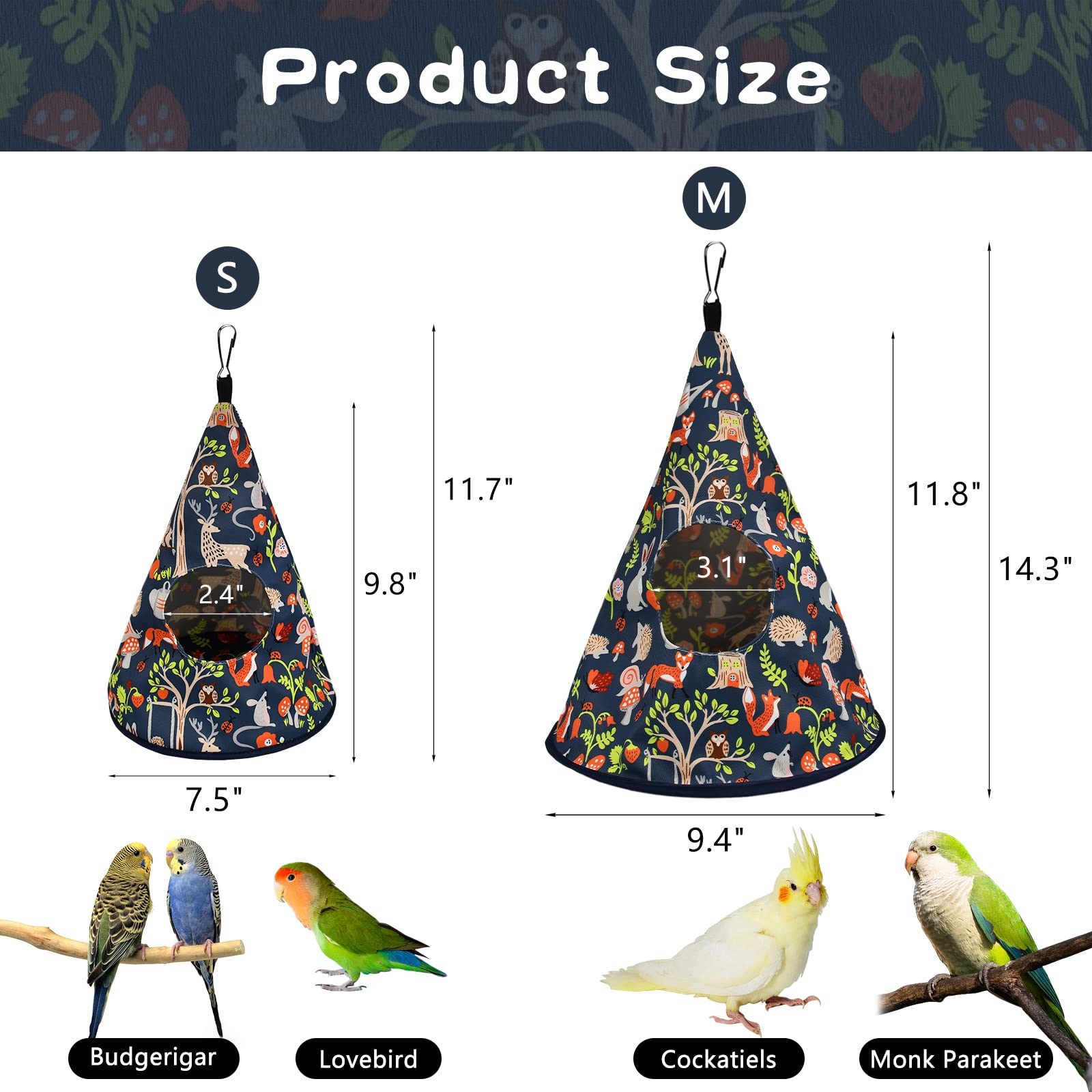 Cama de nido de pájaros para todas las estaciones, hamaca colgante para pájaros, cama para dormir, loro, cama escondite, tela de poliéster, lavable para periquitos, cacatúas, periquitos, periquitos,