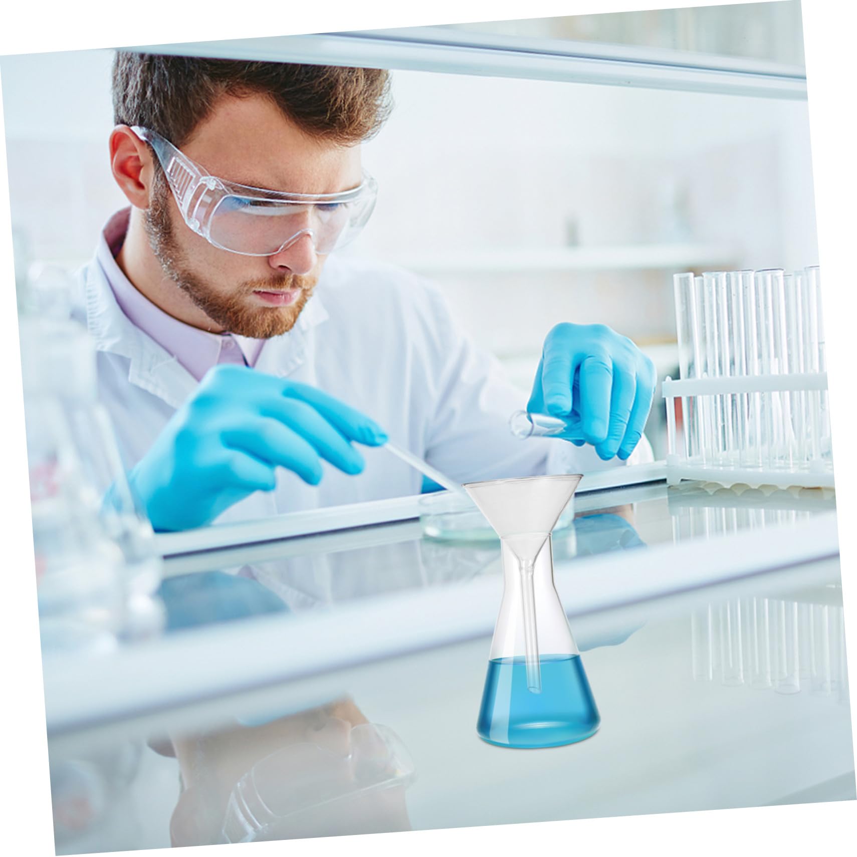 4 Stück Kurzschaft Glas Trichter aus Borosilikat für Labor Chemie Einfülltrichter Dreieckig Hitzebeständig Wiederverwendbar für Labor und Küche