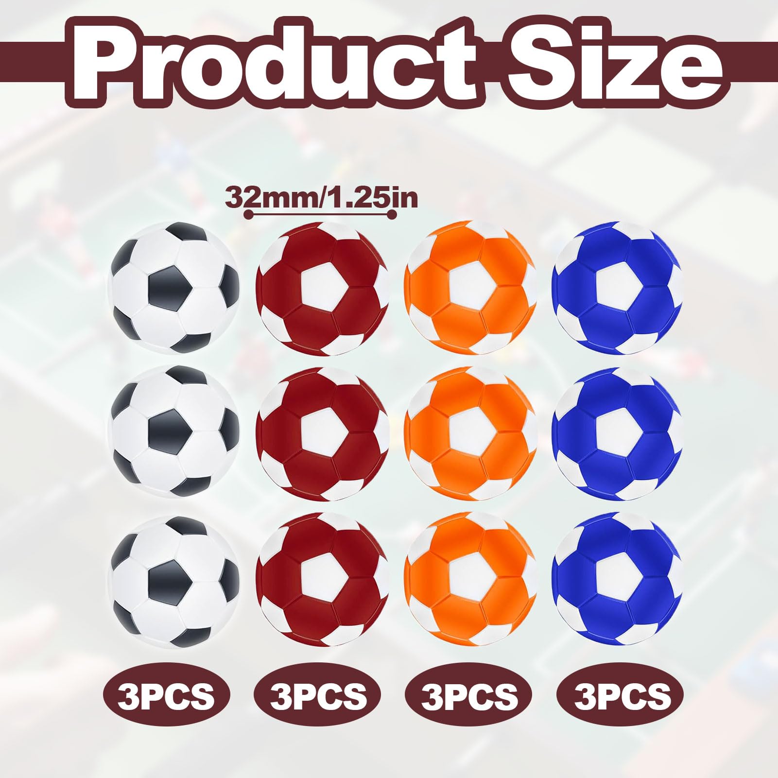 12 Stück Kickerbälle,Kickerball,Tischkicker Bälle,Kicker Bälle,Mini Fussball,Tischkicker Ball,Tischfussball,Kicker Ball(32mm) Tabletop Football Aus Abs,4 Farbkombinationen