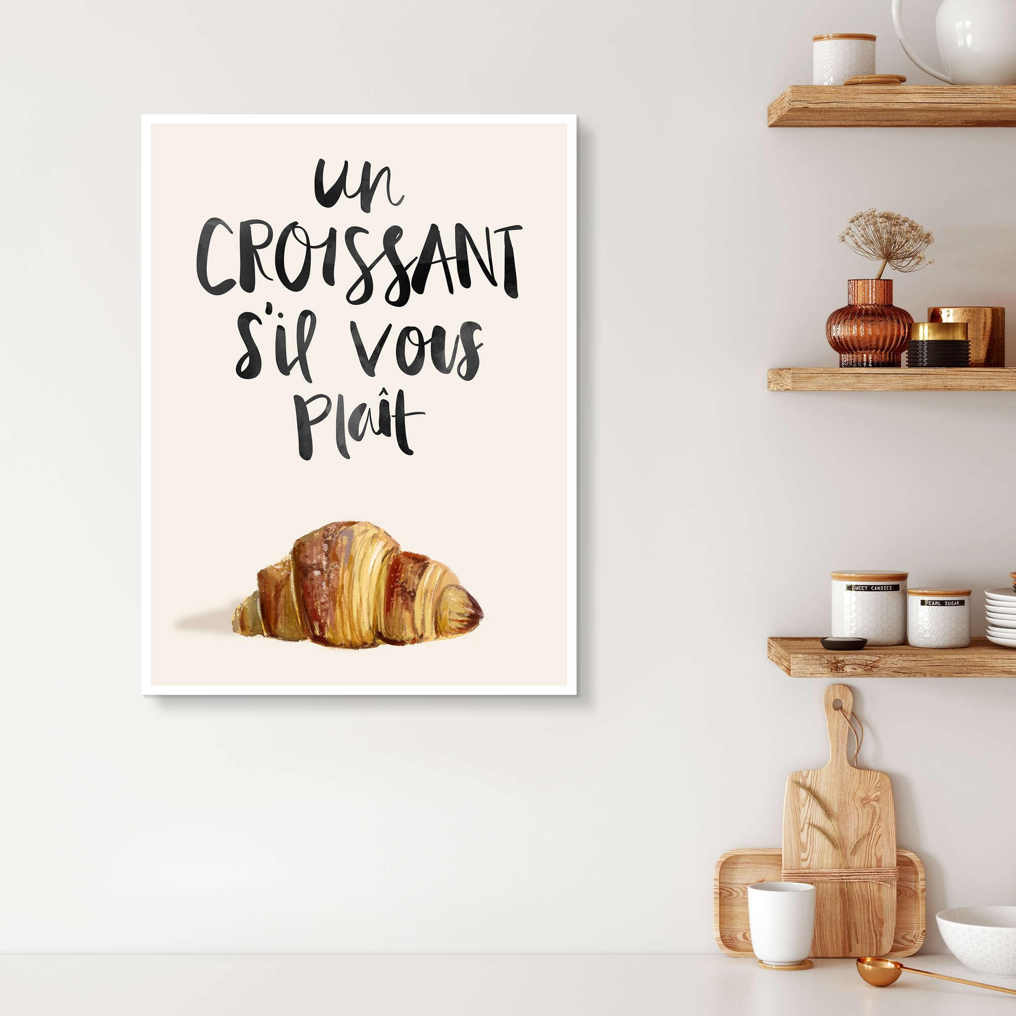 Posterlounge Croissant Acrylglasbild | 70 x 90 cm von Homme Sur La Lune Beige Wandbilder Wanddeko
