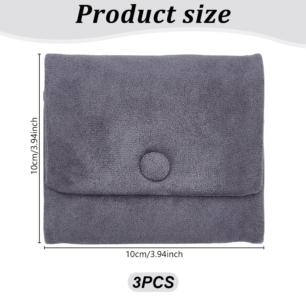 WEBEEDY 3 Pcs Velvet Jewelry Pouches with Snap Button and Zipper,Grey Travel Jewelry Organizer for Women,Small Jewelry Organizers and Storage Travel Bag for Earrings, Bracelets,Necklaces,Rings,4x4Inch