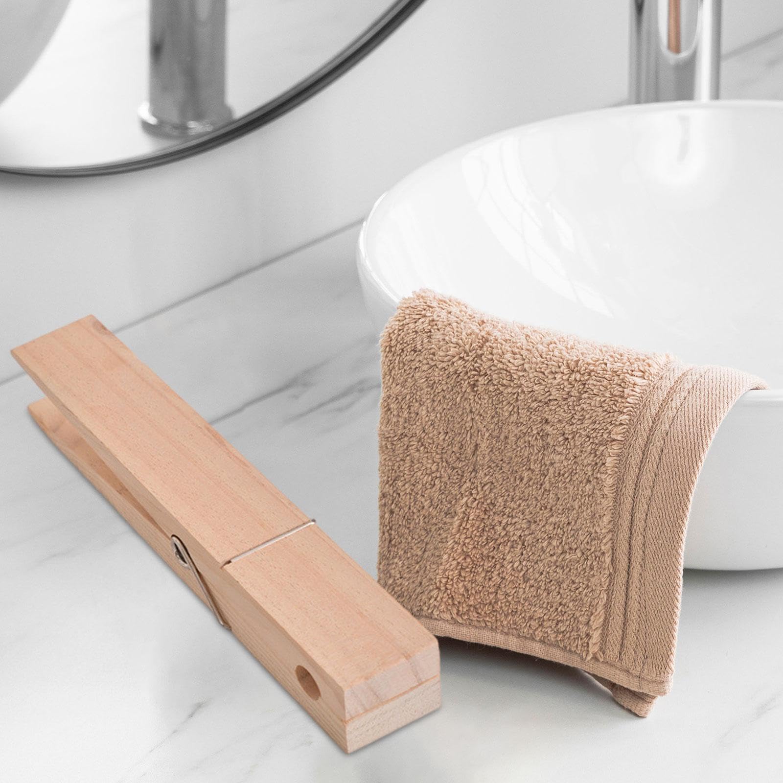 Handtuchhalter aus Holz, große Wäscheklammer, einfache Installation, praktischer Mehrzweck-Wandhandtuchhalter für Badezimmer, Schlafzimmer, Café A