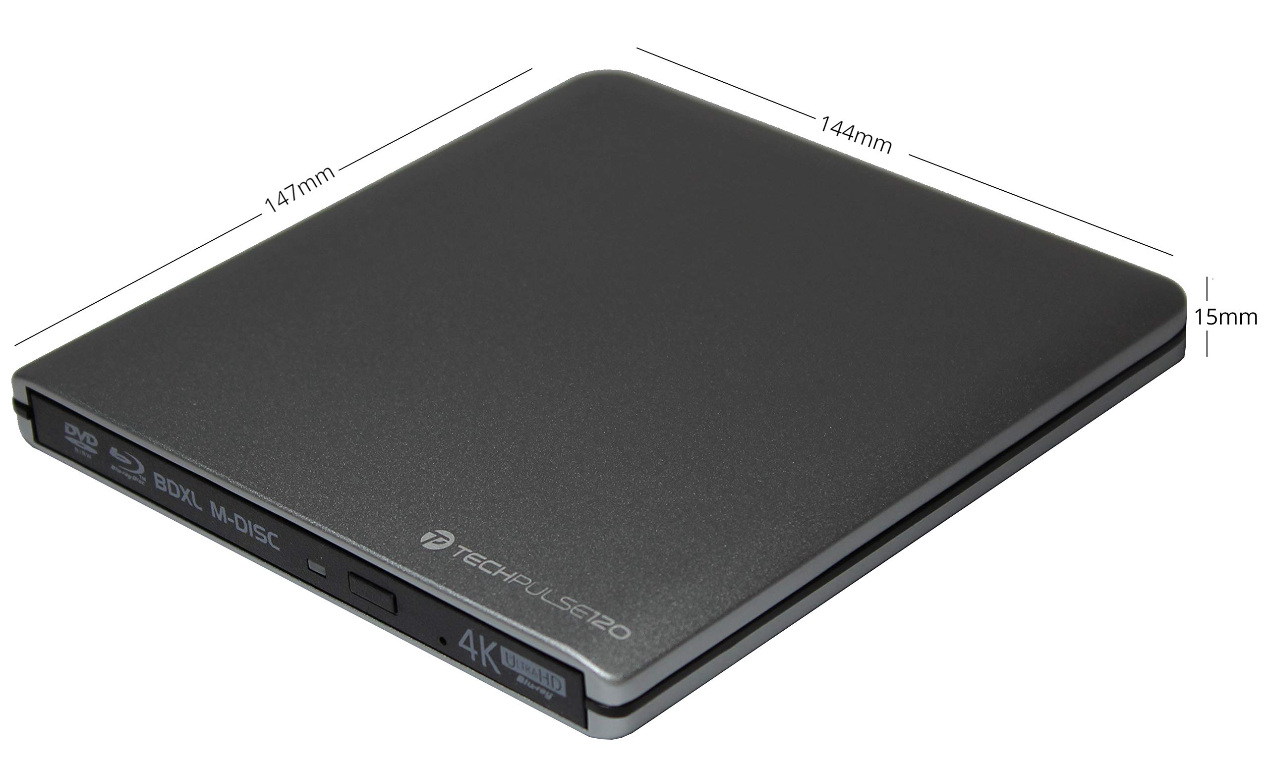 techPulse120 Grabadora de BLU-Ray USB 3.0, versión 3 Aluminium Gris aluminio / antracita