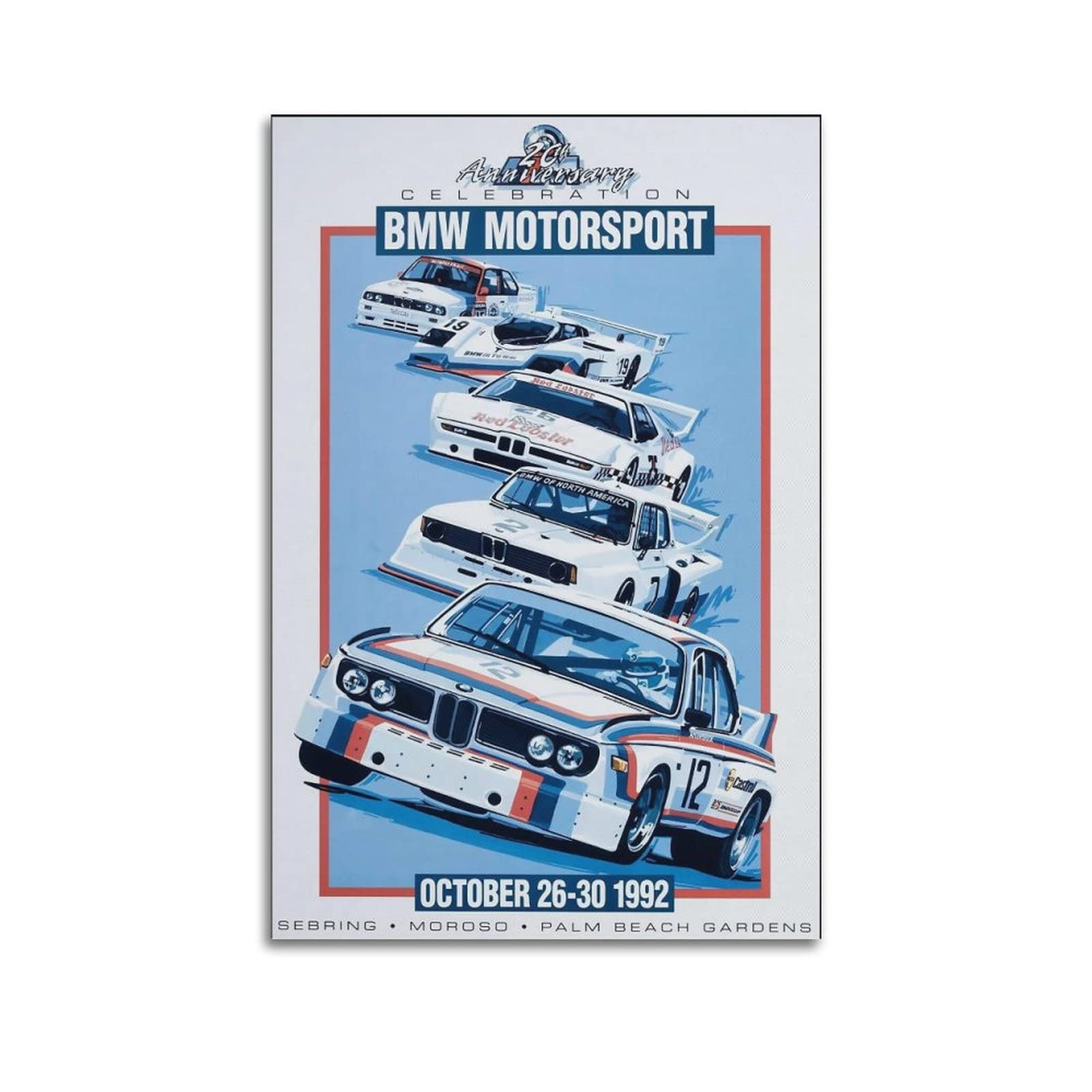 HALOUB Poster de voiture de sport pour BMW Série Voiture de course Supercar Peinture murale décorative pour chambre à coucher 50 x 75 cm
