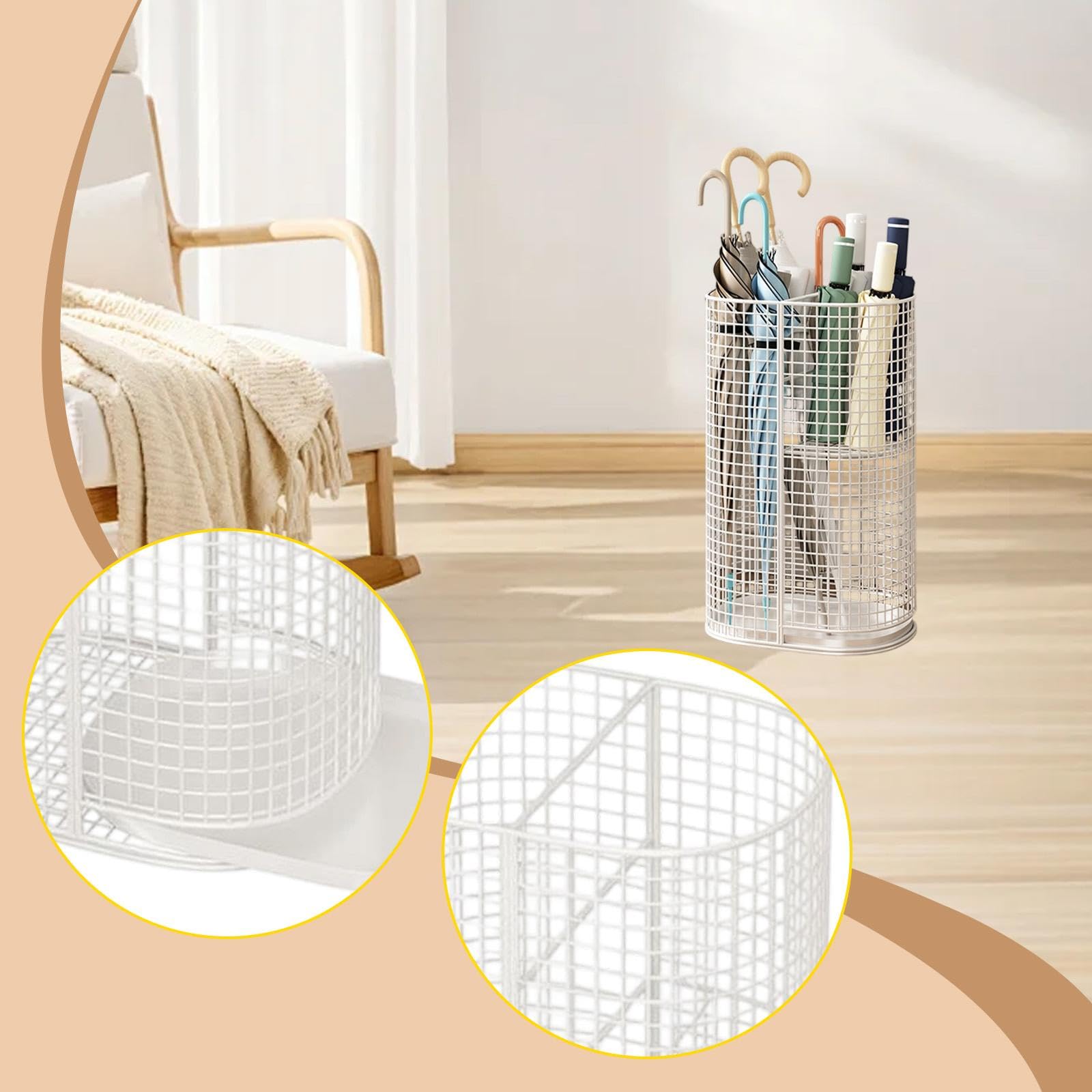 Colcolo Soporte para, Soporte portátil Multiusos para Bastones Senderismo, Estante Almacenamiento para Pasillo o Garaje, Blanco