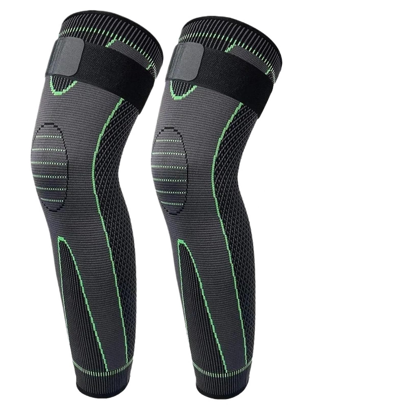 Manga de Compresión de Pierna Completa Manga de compresión pierna completa for hombre y mujer, con correa, manga larga for correr, baloncesto, fútbol, ​​ciclismo, 1/2 Uds(Green-2Pcs,L)
