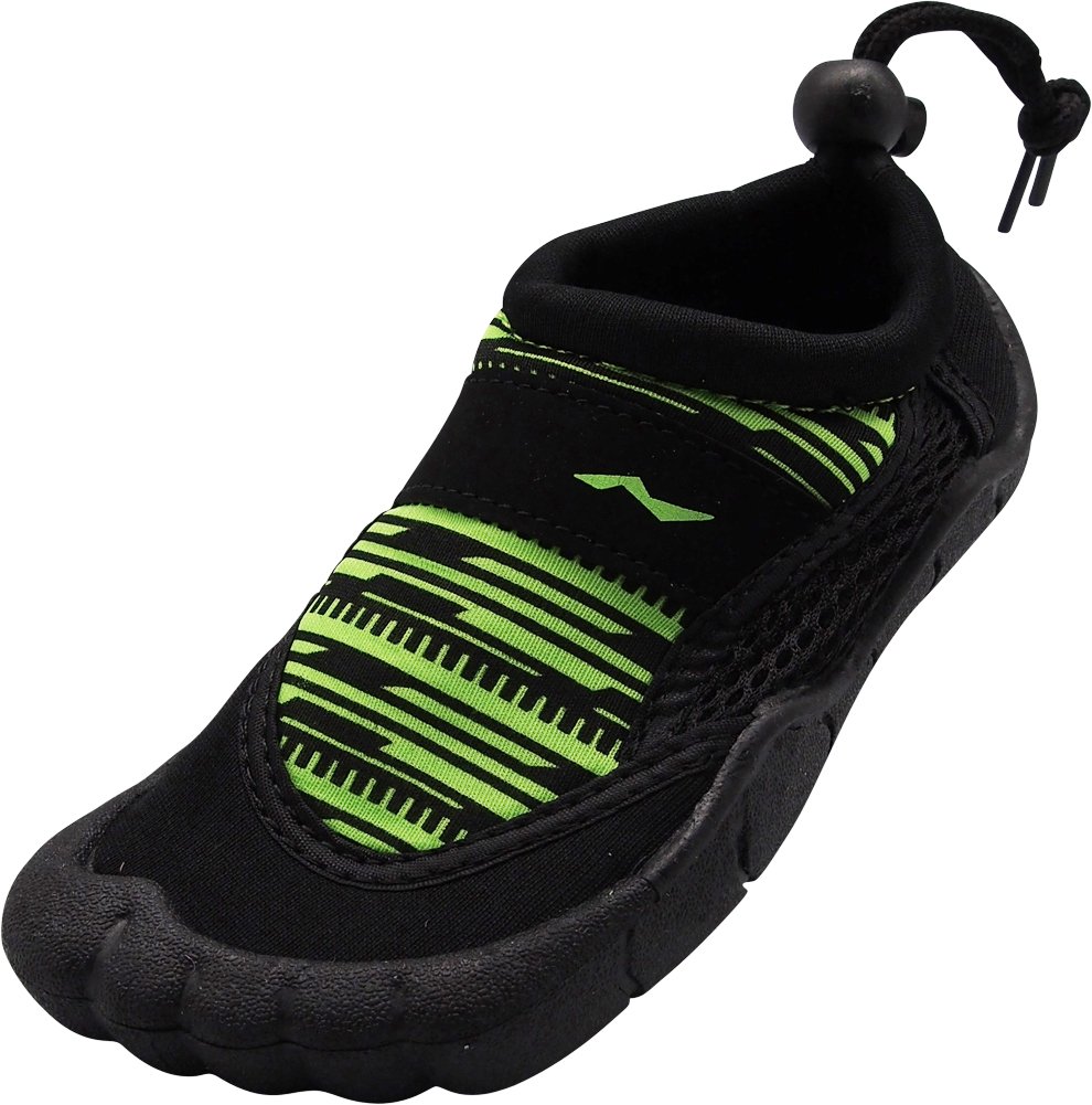 NORTY - Little Boy's Techno Print Skeletoe Mesh Waterproof Athletic Aqua Socks for Pool Beach, Lime, Black 40354-1MUSLittleKid