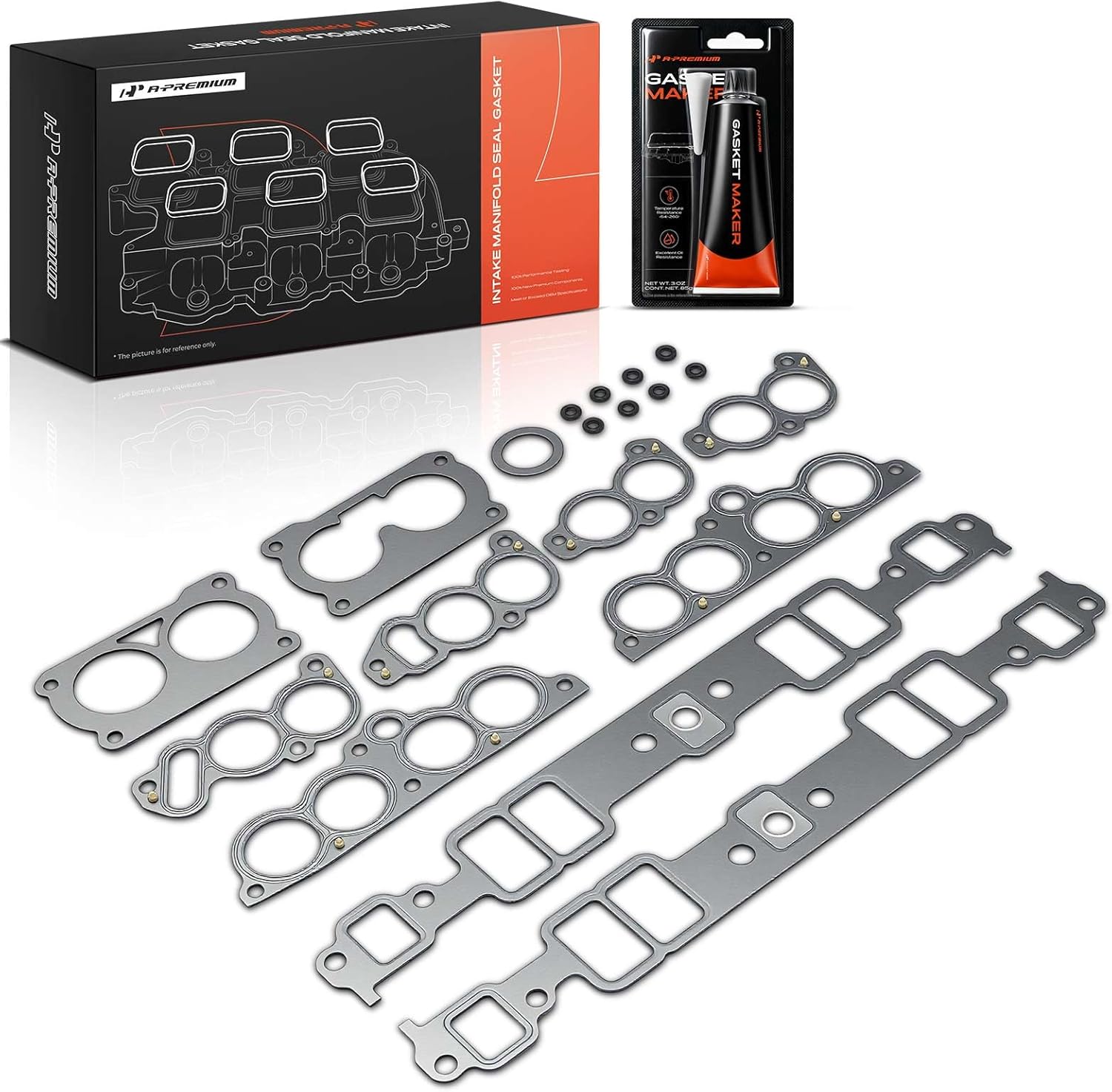 A-Premium Lower and Upper Engine Intake Manifold Gasket Set Compatible with Chevrolet Camaro 1985-1992, Corvette 1985 & Avanti II 1989 & Pontiac Firebird 1985-1992