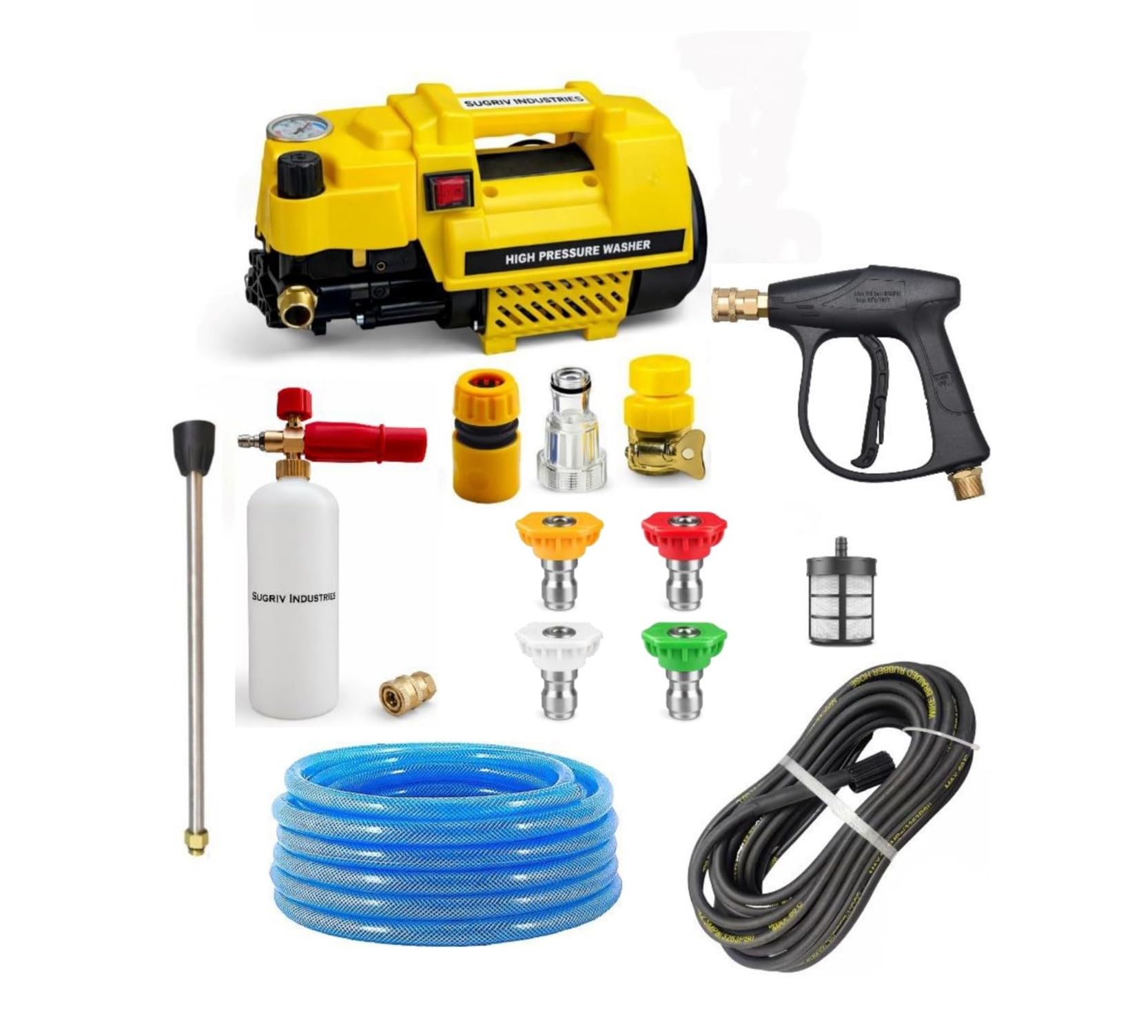 Adjustable Pressure Washer with Pro Accessories 1 Litre Foam Cannon || 7 Quick Connect Nozzles || 2200W Power || 160 Bar Pressure || 12 L/min Flowrate-picture-52