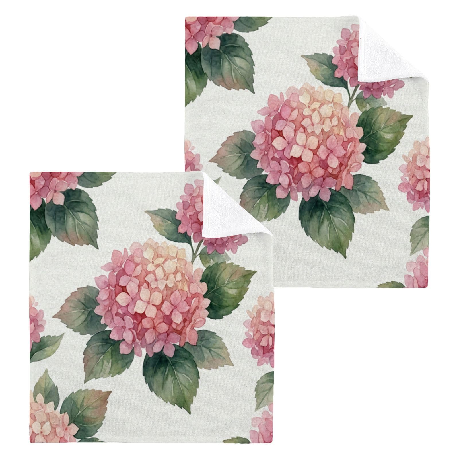 BOESI Soft Hydrangea Pattern 12x12in Cotton Washcloth,Face Towel