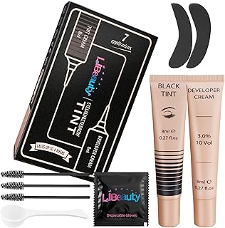 Libeauty Eyelash Tint Black, Lash Tint and Eyebrow Dye, Eyelash Dye with Eye Patch, 3 Easy Steps Application, Dark Color Last Up to 4 Weeks