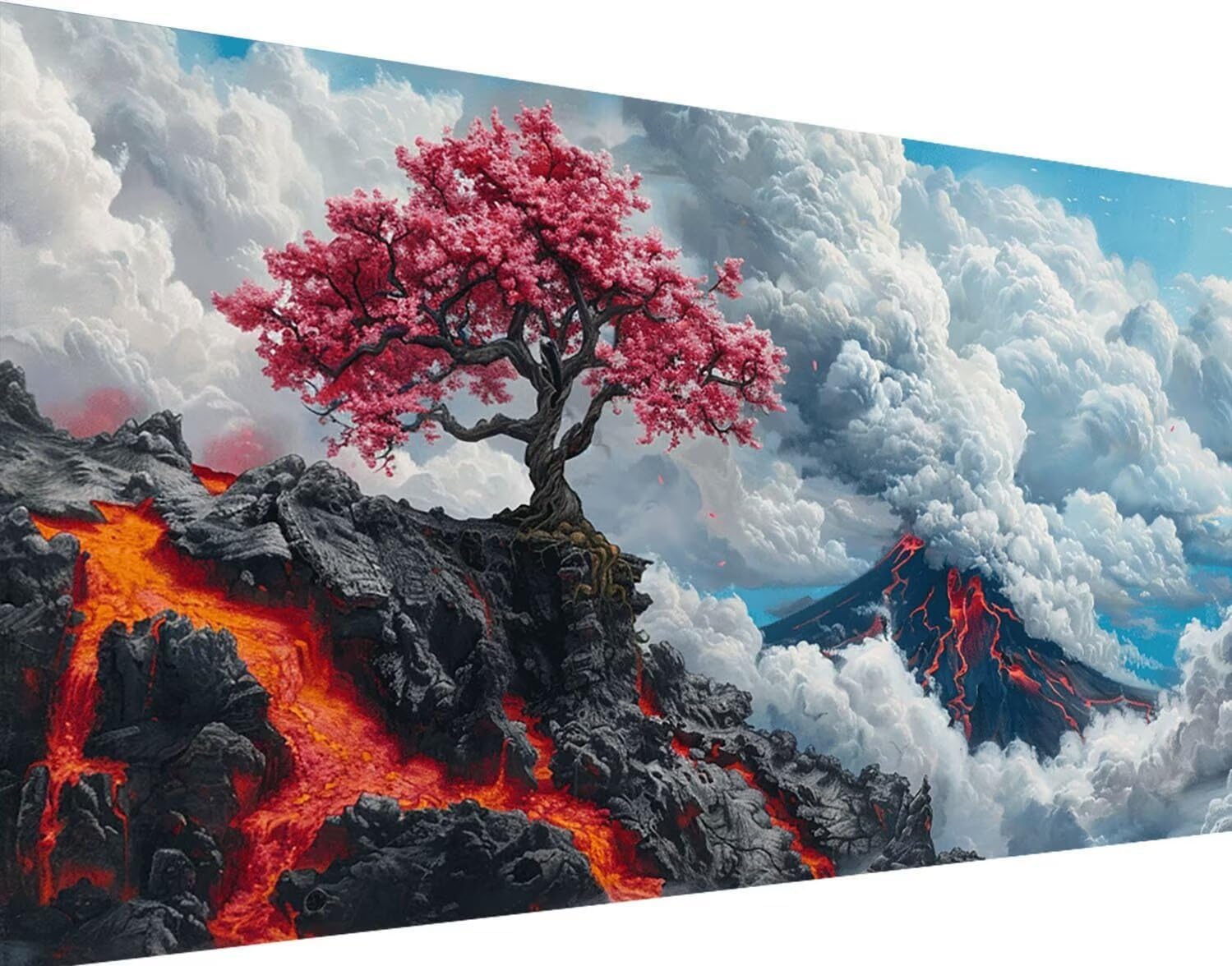 5D Diamond Painting Large 20x40in, Tree Diamond Art Kits for Adults, Volcano Diamond Art Kits, Square Drill Diamond Art Painting, Gem Art Diamond Dots Crafts for Adults, for Room Home Decor Gifts