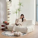 N&V Fireside Loveseat, Mid Century Armless Twin Size Floor Sofa, Soft Premium Corduroy Floor Lounge Chair, Foam Sofa Accent Chair for Living Room Bedroom and Office Frost Grey