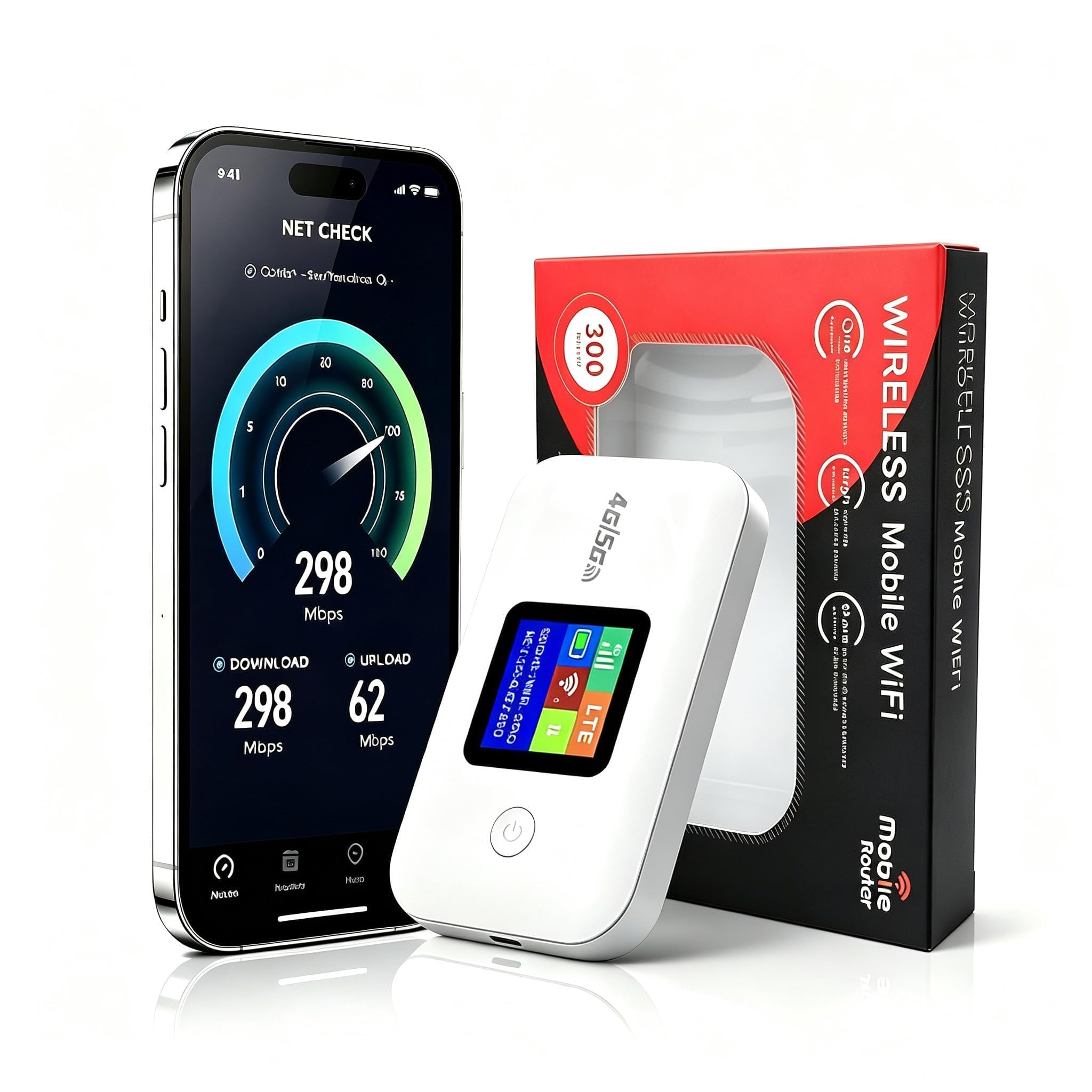 Routeur 5G/4G Portable WiFi 6 avec Slot SIM –Modem Carte SIM,Mobile Haut Débit 5G/4G+, Jusqu’à 20 Appareils Connectés, Batterie 3000mAh (14h Autonomie),pour Voyage