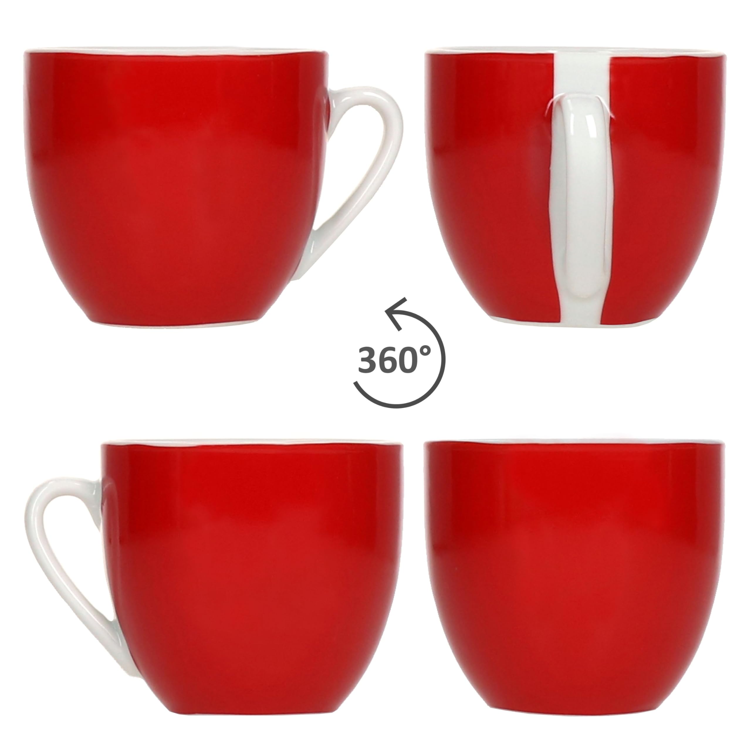 MamboCat Variant Lot de 6 tasses à café rouges avec soucoupes pour 6 personnes I Service en porcelaine colorée pour le petit déjeuner et le café I 6 tasses à thé de 200 ml et soucoupes I Vaisselle
