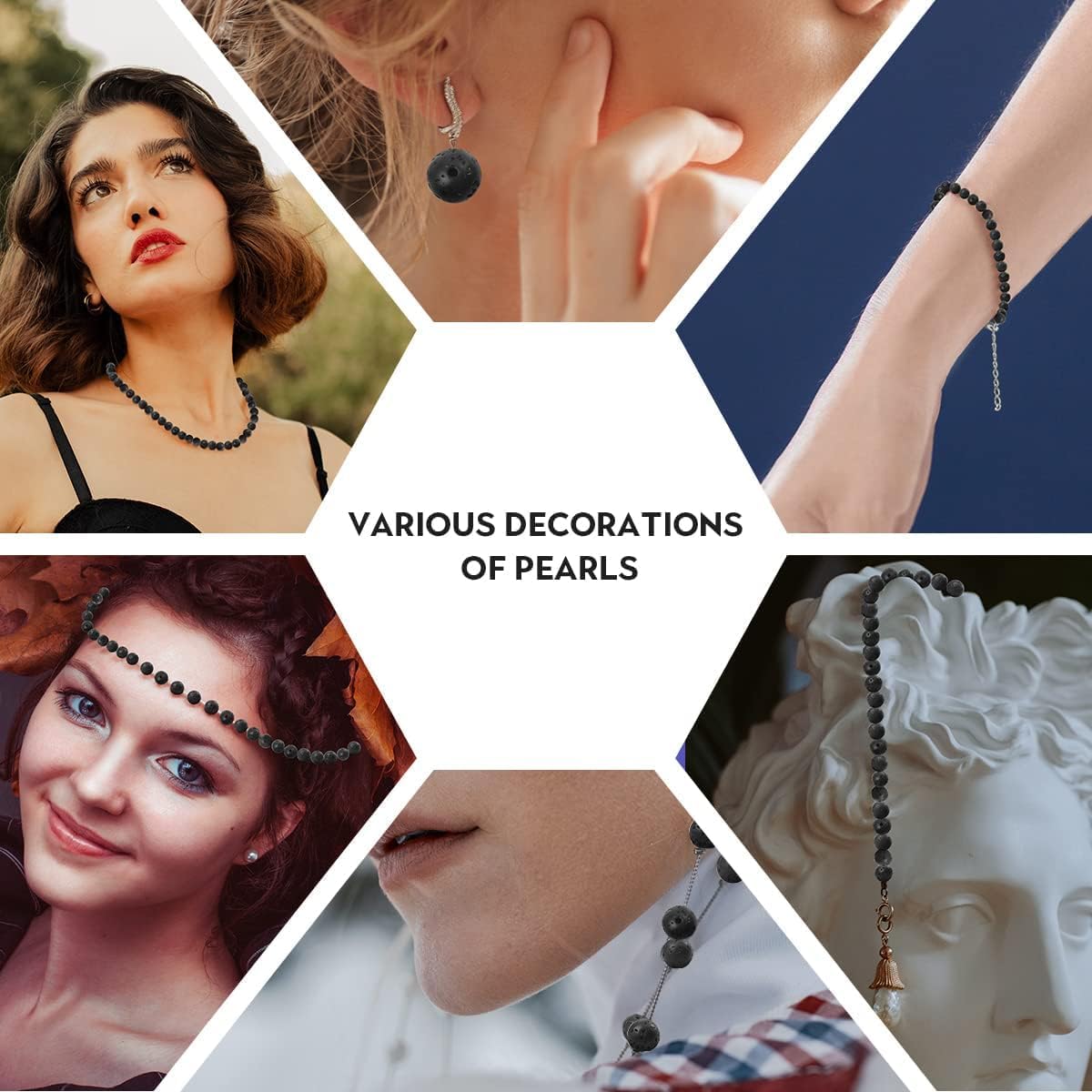 100Pcs 8mm Natural Black Volcanic Lava Gemstone Beads Round Loose Stone Beads for Jewerly Making with Crystal Stretch Cord - Image 4