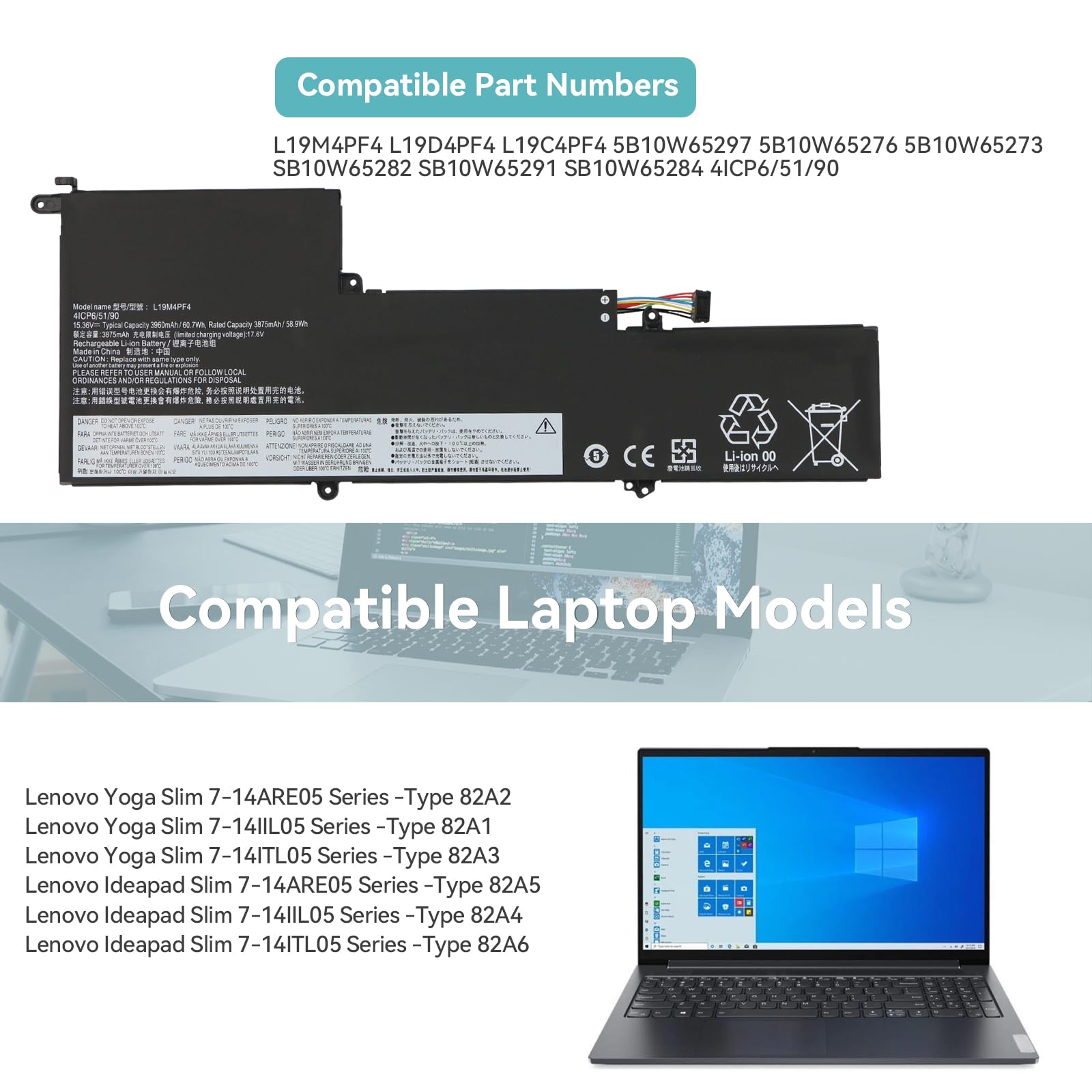 Bateria Original Lenovo L19m4pf4 Ideapad Yoga Slim 7-14are05 | Cuotas Sin Inter&eacute;s